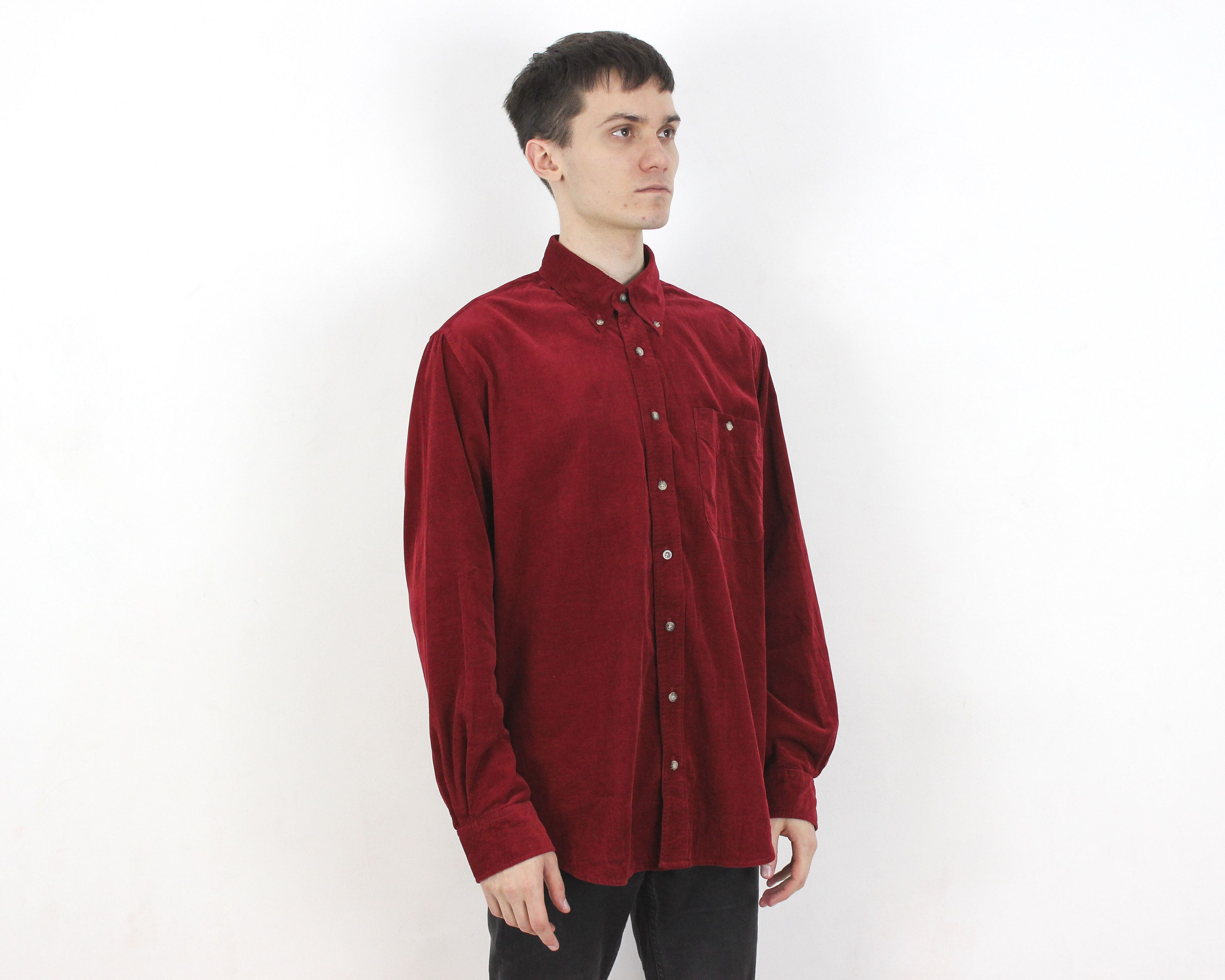 Other × Vintage Shirt Corduroy Soft Cotton Cord Long Sleeve Button Up Size US M / EU 48-50 / 2 - 3 Thumbnail