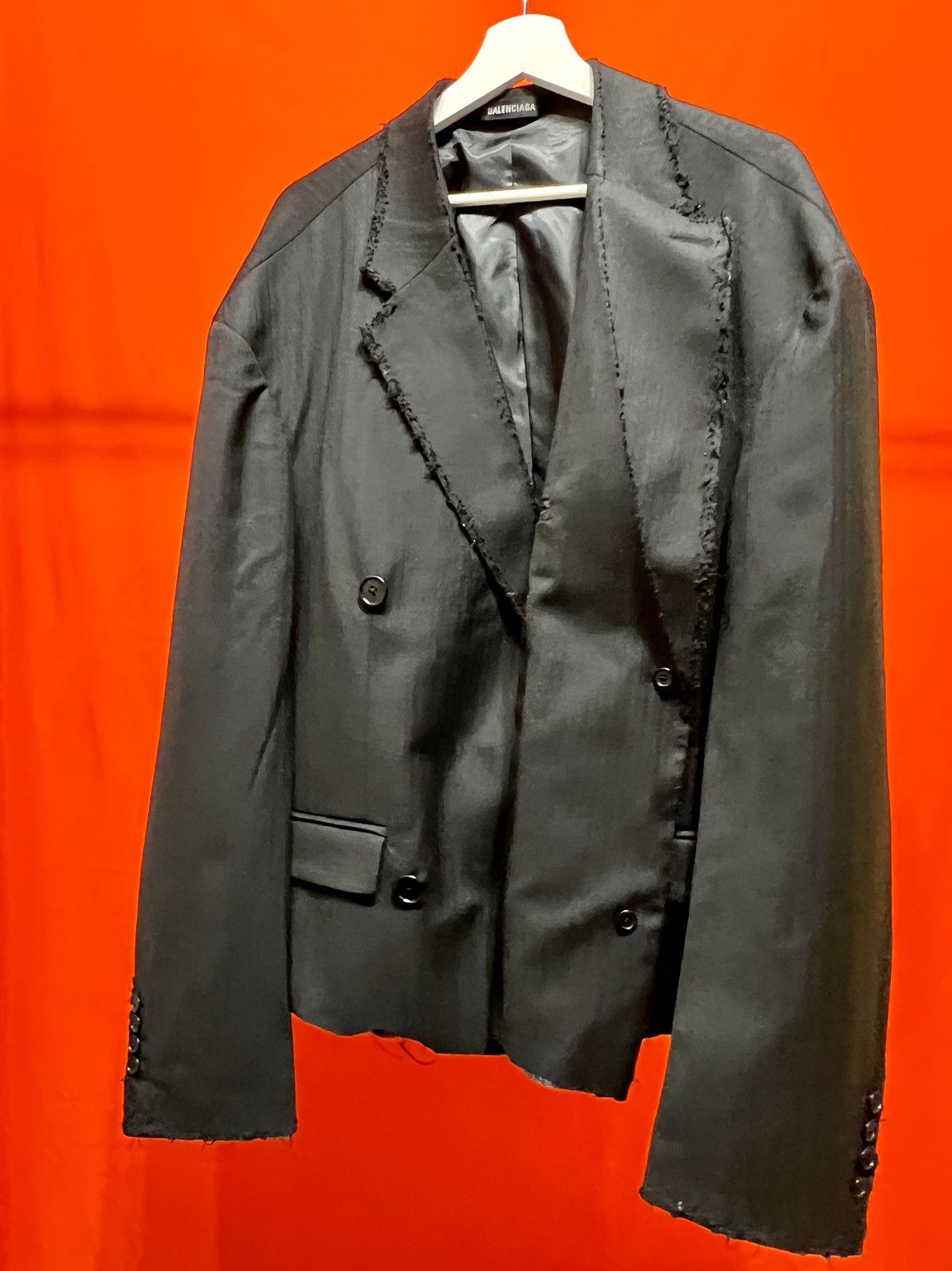 Balenciaga BALENCIAGA red carpet destroy cut jumbo blazer very rare Size 54R - 2 Thumbnail
