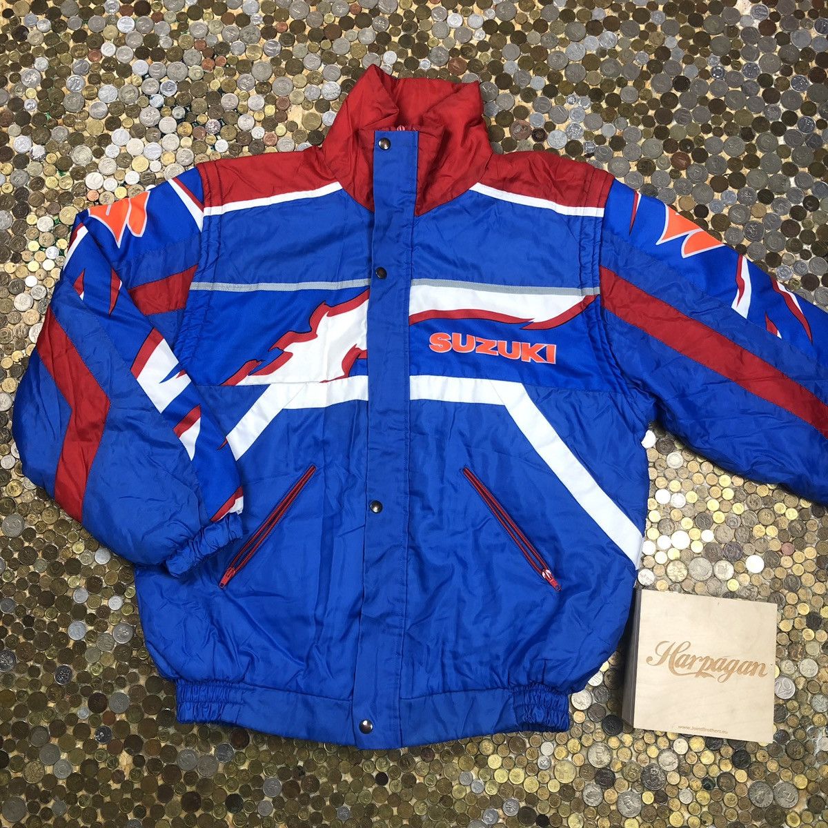 image of Suzuki Racing Moto Jacket And Vest Vintage 90's & Y2K in Blue Red White, Men's (Size XL)