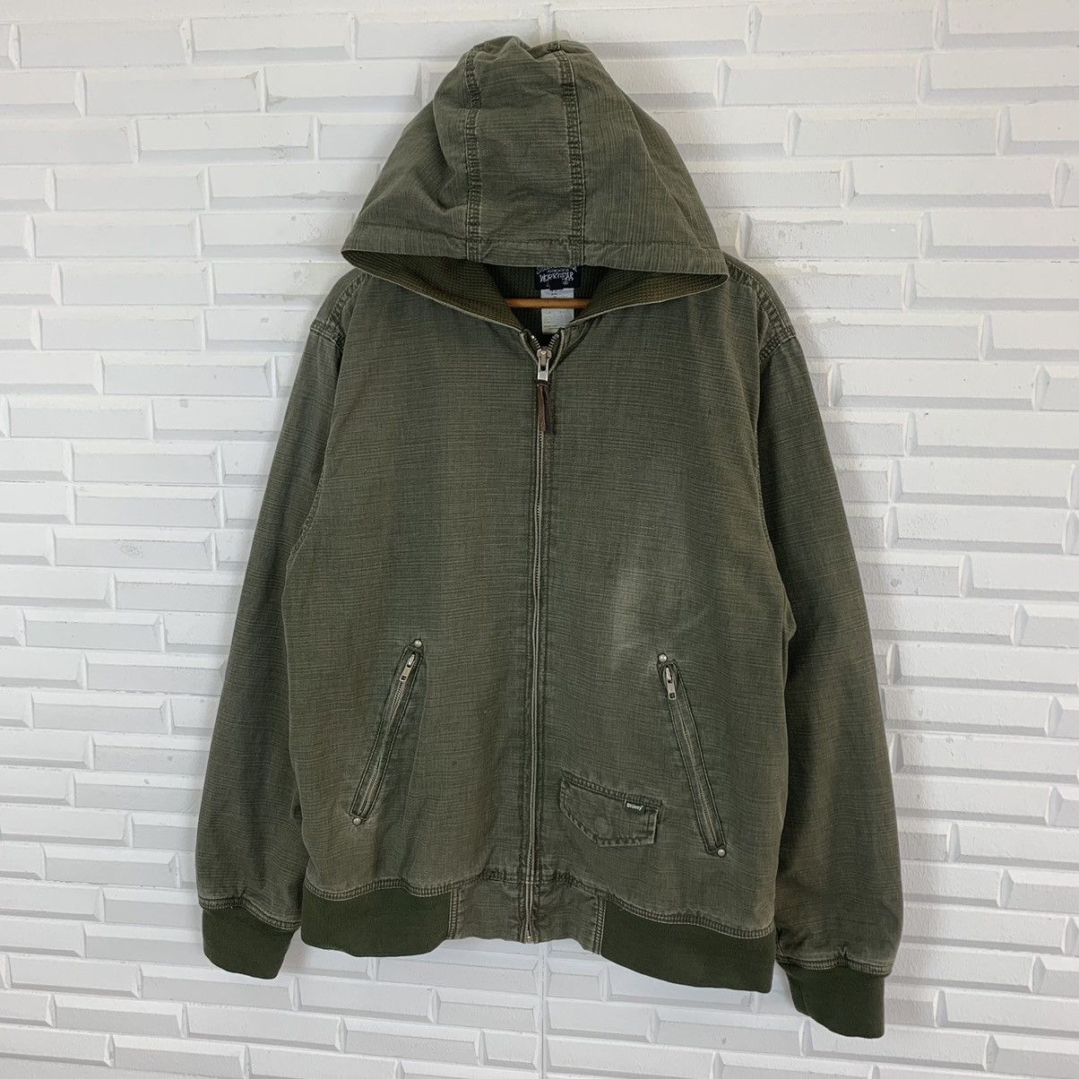 Stussy × Vintage 💥AUTHENTIC STUSSY WORKGEAR ZIPPER HOODIE JACKET Size US L / EU 52-54 / 3 - 4 Thumbnail