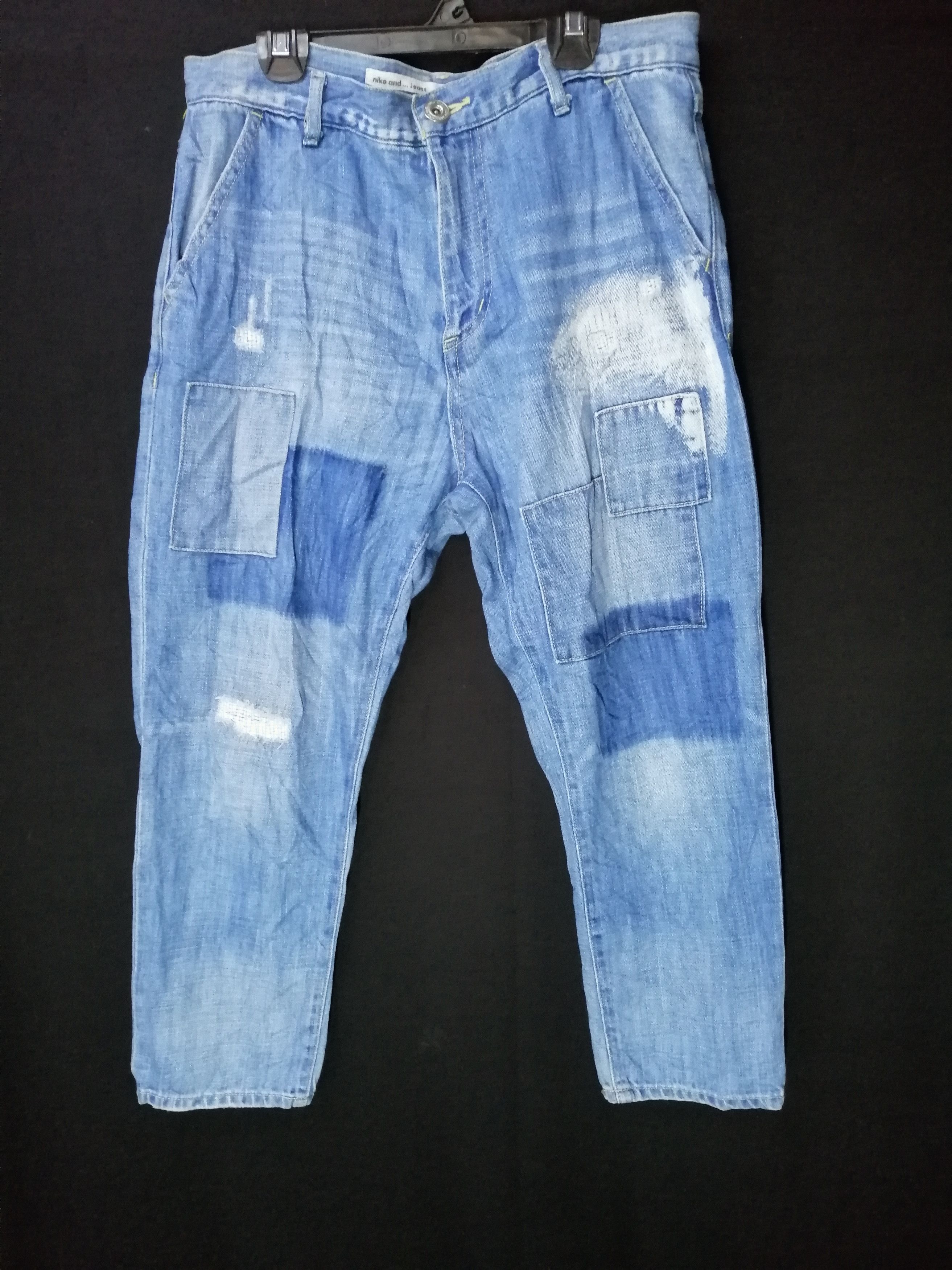 Japanese Brand Niko And Jeans Patches Work Sashiko Slim Fit Size US 32 / EU 48 - 1 Thumbnail
