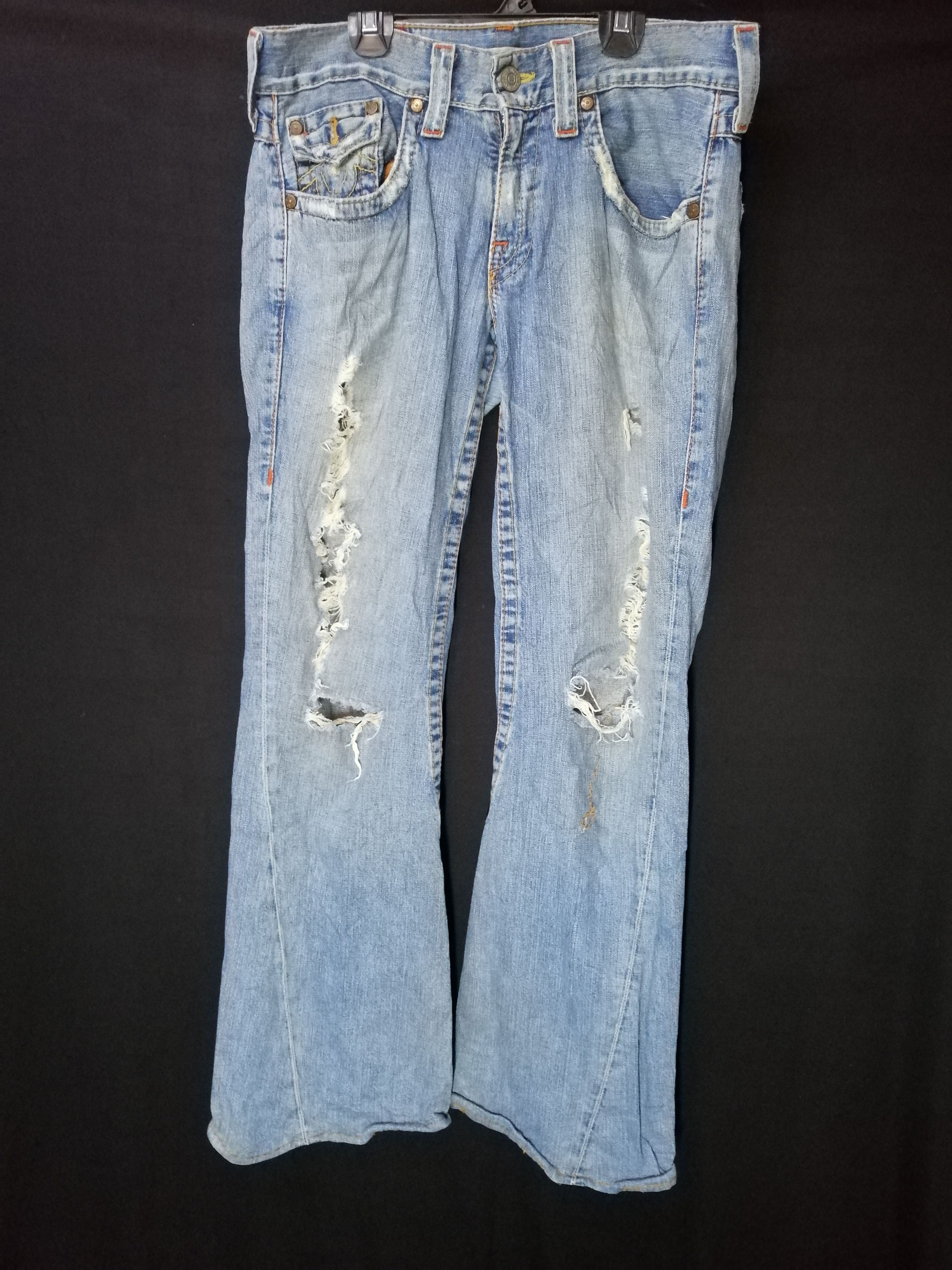 Distressed True Religion Big Open Leg