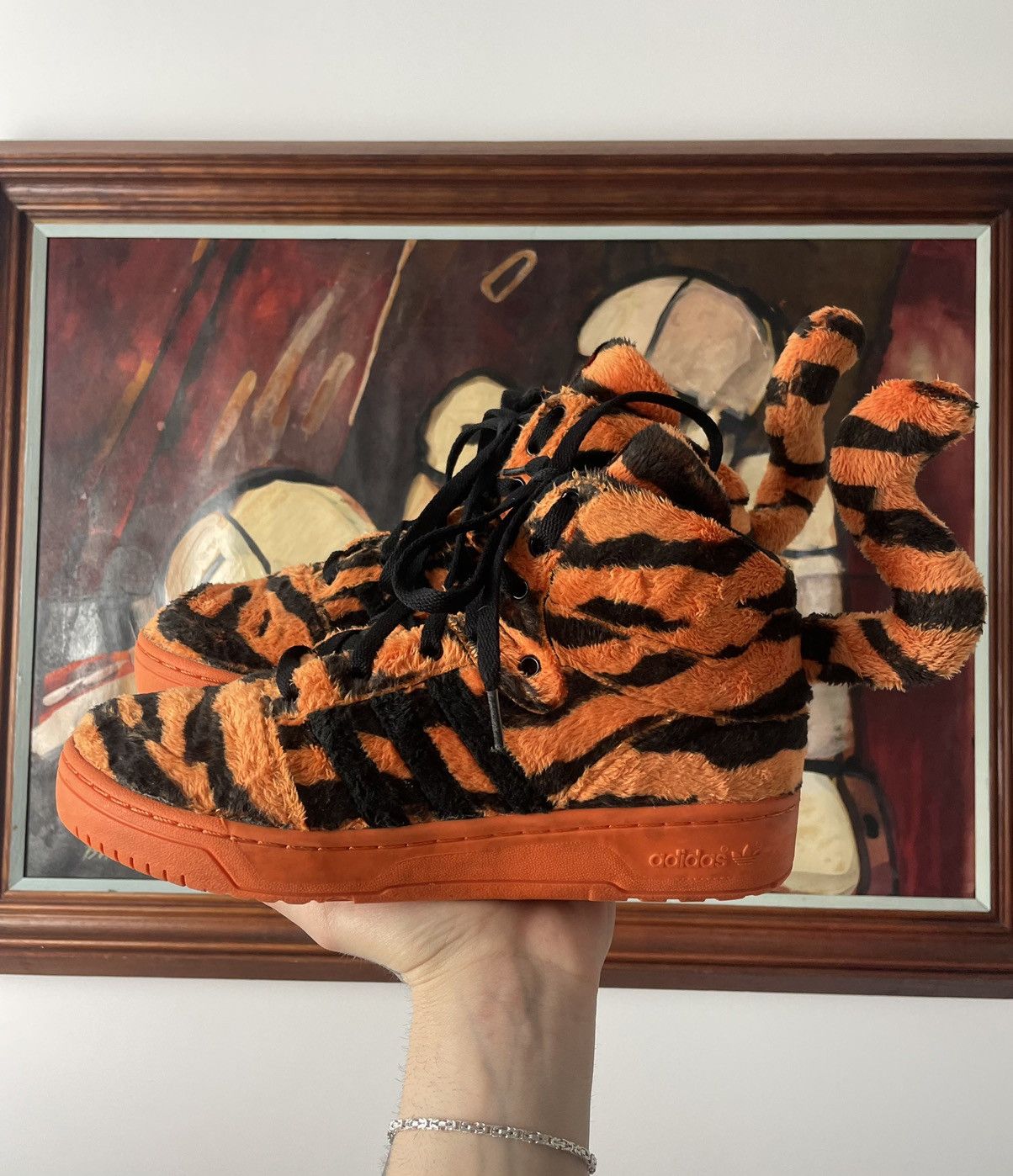 Adidas 🦁 Adidas Jeremy Scott Tiger Orange Cheetos High Sneakers Fur Size US 7.5 / EU 40-41 - 1 Preview
