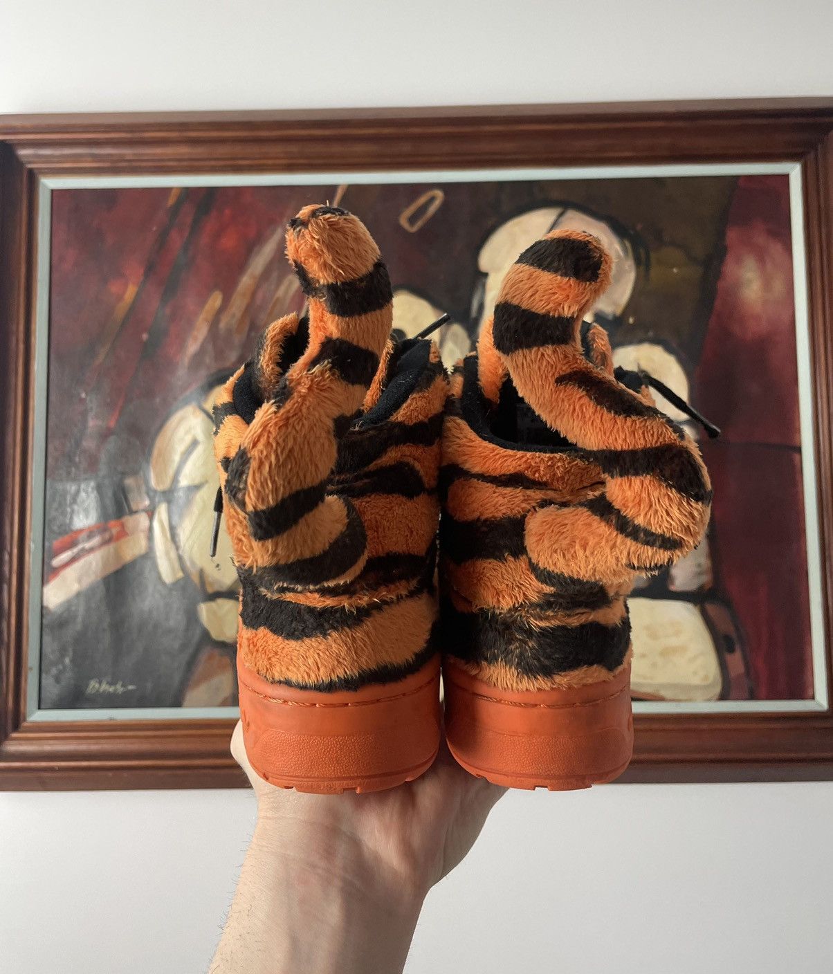 Adidas 🦁 Adidas Jeremy Scott Tiger Orange Cheetos High Sneakers Fur Size US 7.5 / EU 40-41 - 5 Thumbnail