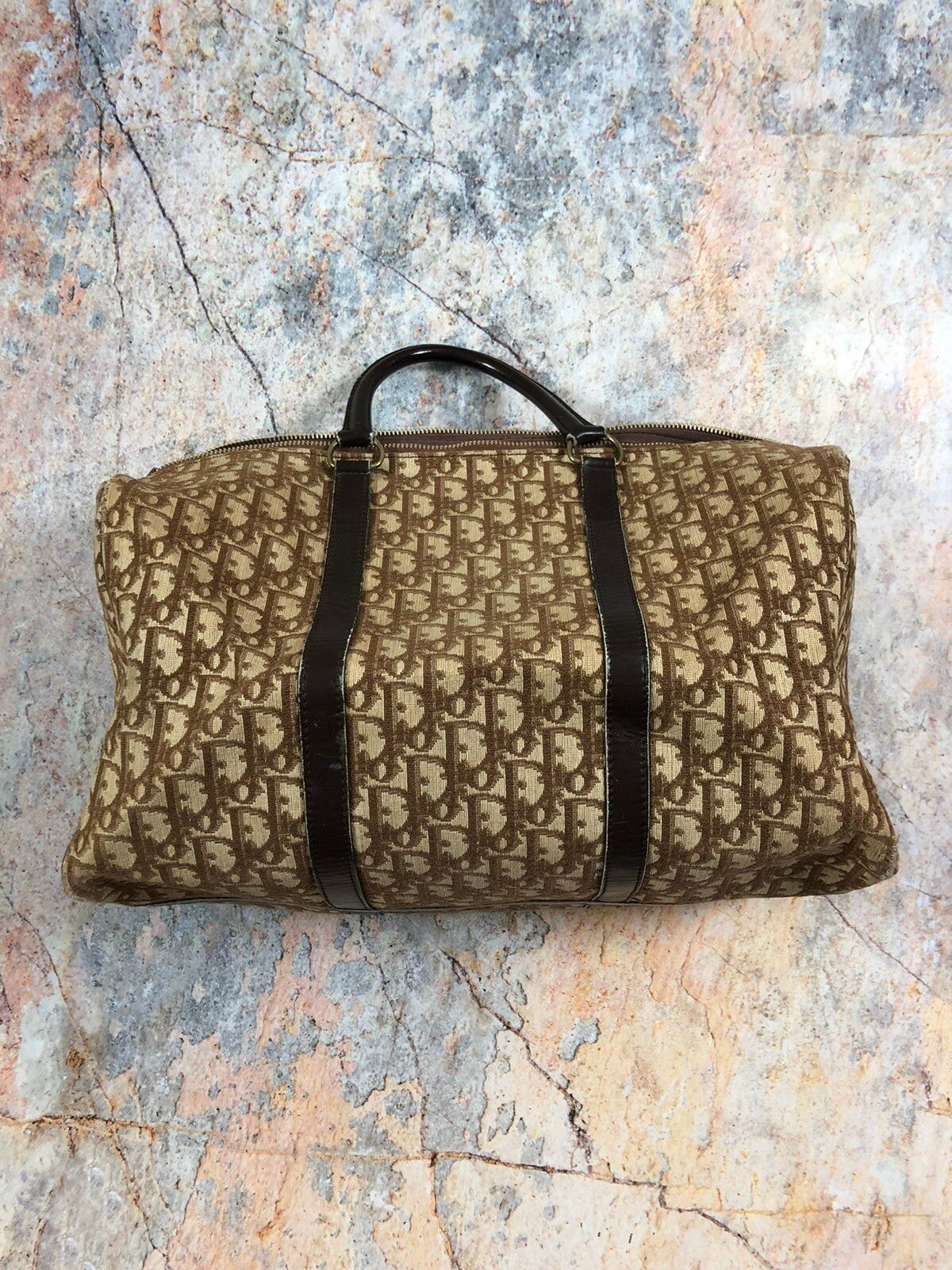 70's vintage Christian Dior brown trotter jacquard handbag. ECLAIR