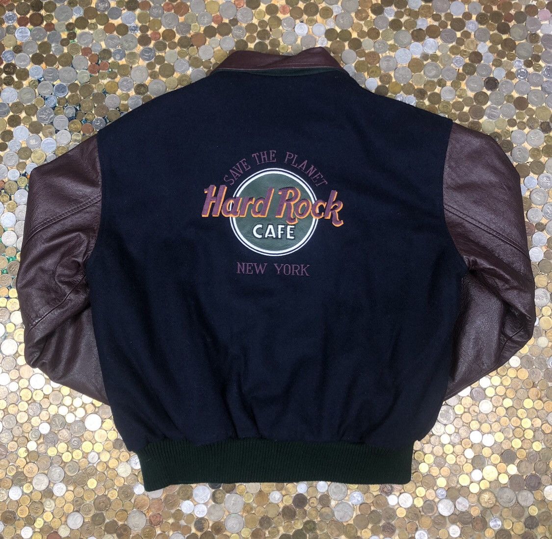 Hard Rock Cafe New York vintage 90s bomber leather jacket