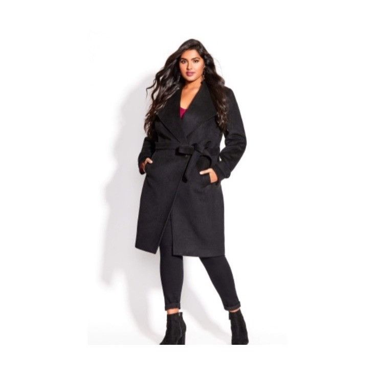 City Chic COAT SO SLEEK - Black - 14 / XS New
