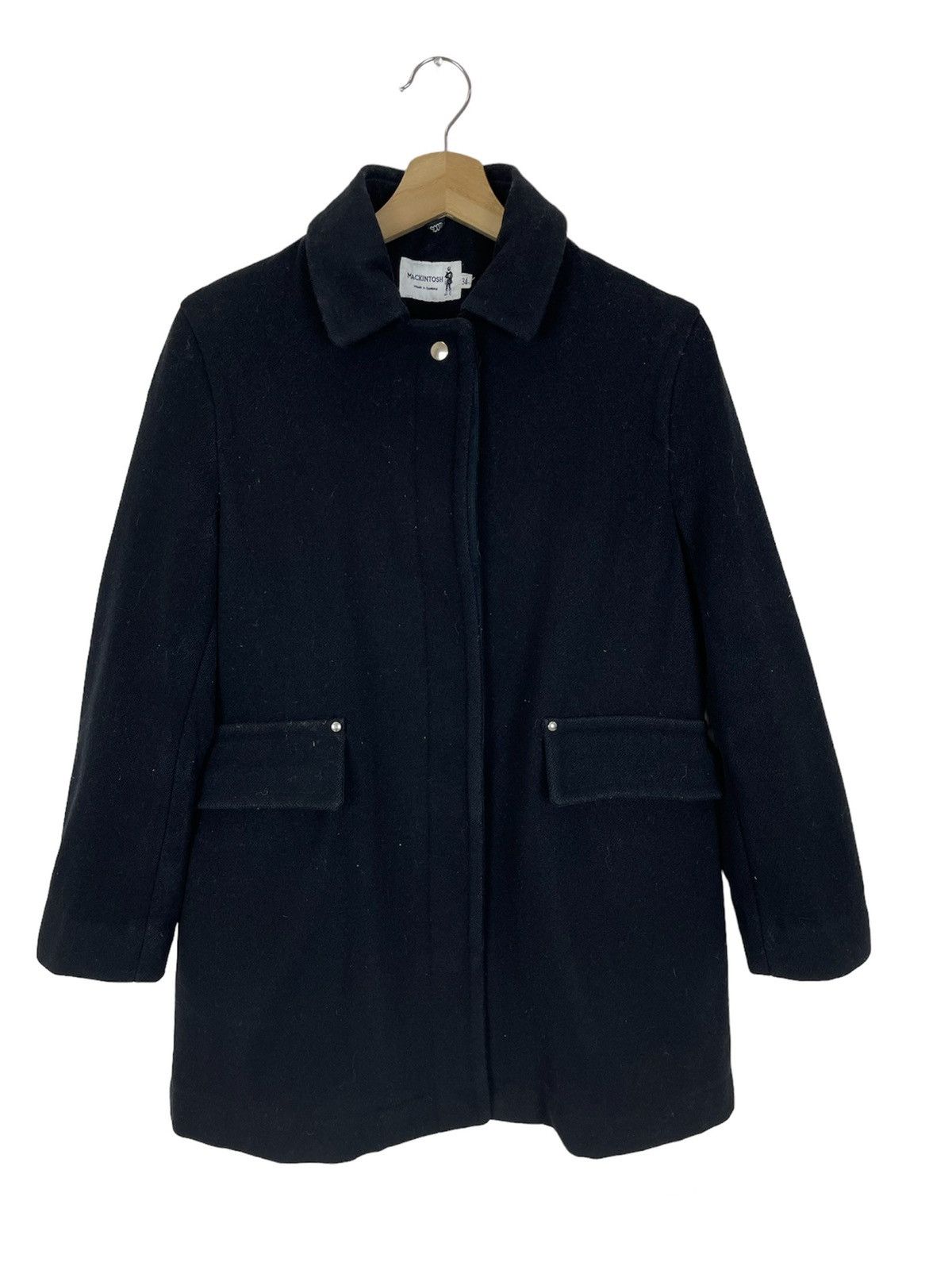 Mackintosh VINTAGE BLACK WOOL MACKINTOSH POCKET SCOTLAND Size US S / EU 44-46 / 1 - 1 Thumbnail