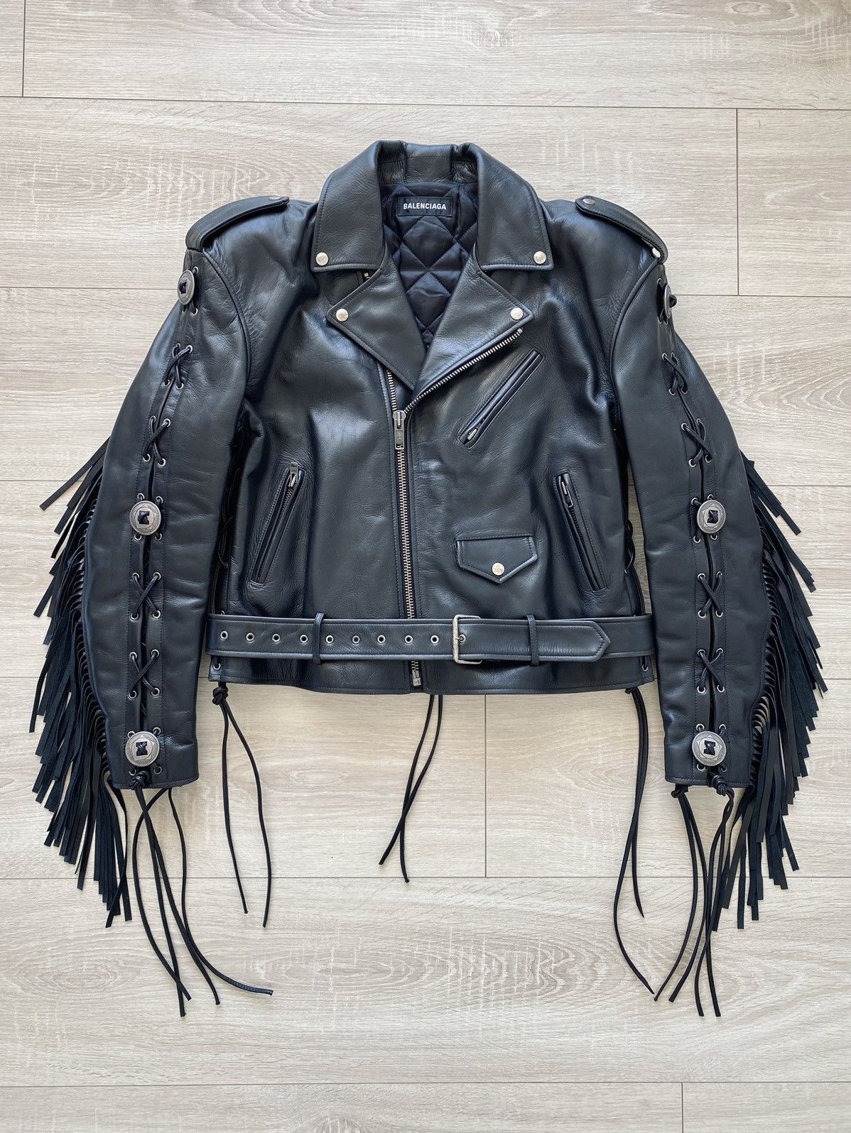 Balenciaga RARE SS19 Balenciaga runway fringe leather biker jacket Size US S / EU 44-46 / 1 - 3 Thumbnail