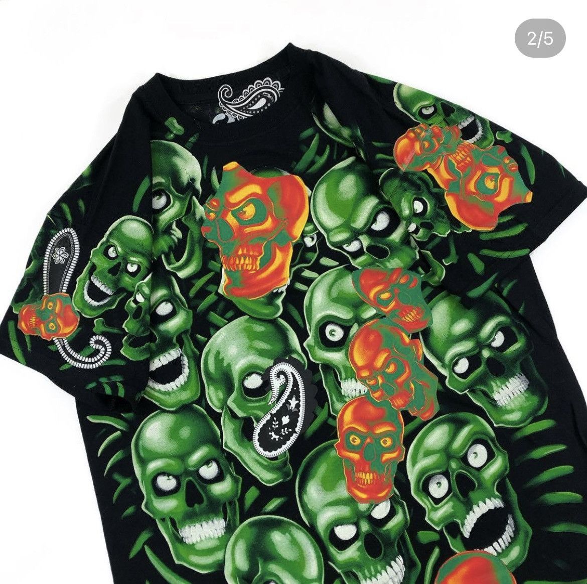 Japanese Brand × Vintage Paisley Skulls GTD T Shirt XL Size US XL / EU 56 / 4 - 2 Thumbnail