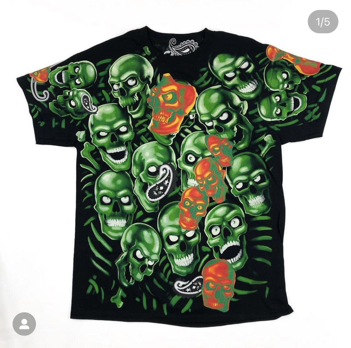 Japanese Brand × Vintage Paisley Skulls GTD T Shirt XL Size US XL / EU 56 / 4 - 1 Thumbnail