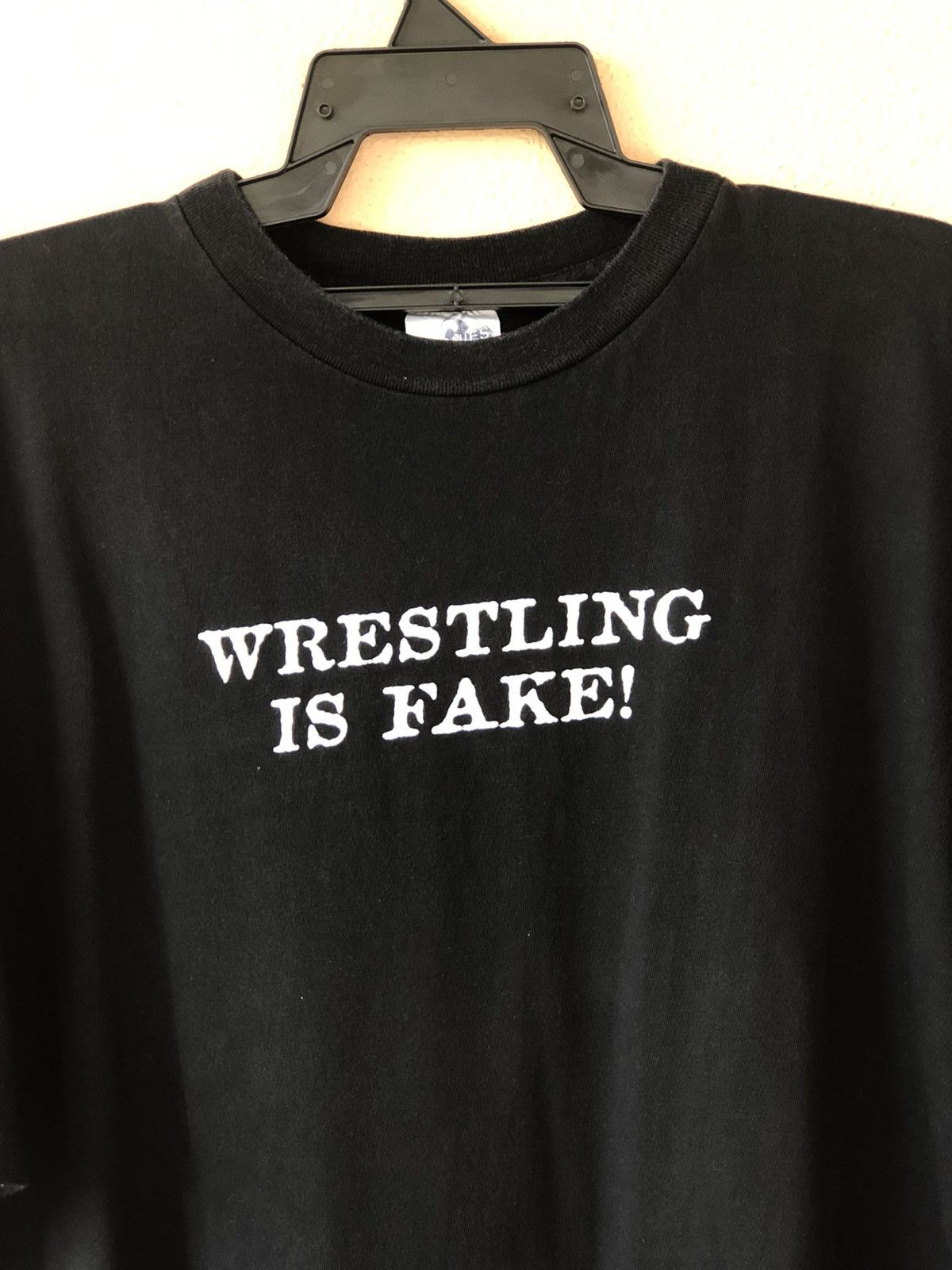 Vintage Vintage 90s WRESTLING IS FAKE Troll Wording Tee Size US XL / EU 56 / 4 - 1 Thumbnail