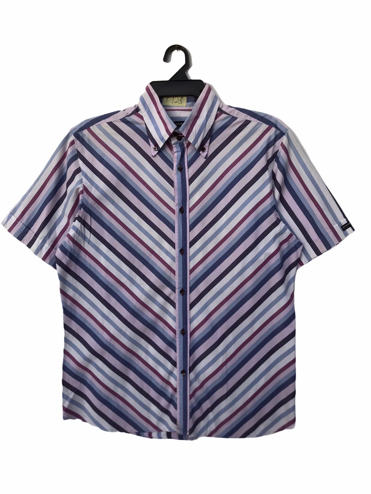 Burberry Vintage Burberry Diagonal Stripe Shirt Size US L / EU 52-54 / 3 - 1 Thumbnail