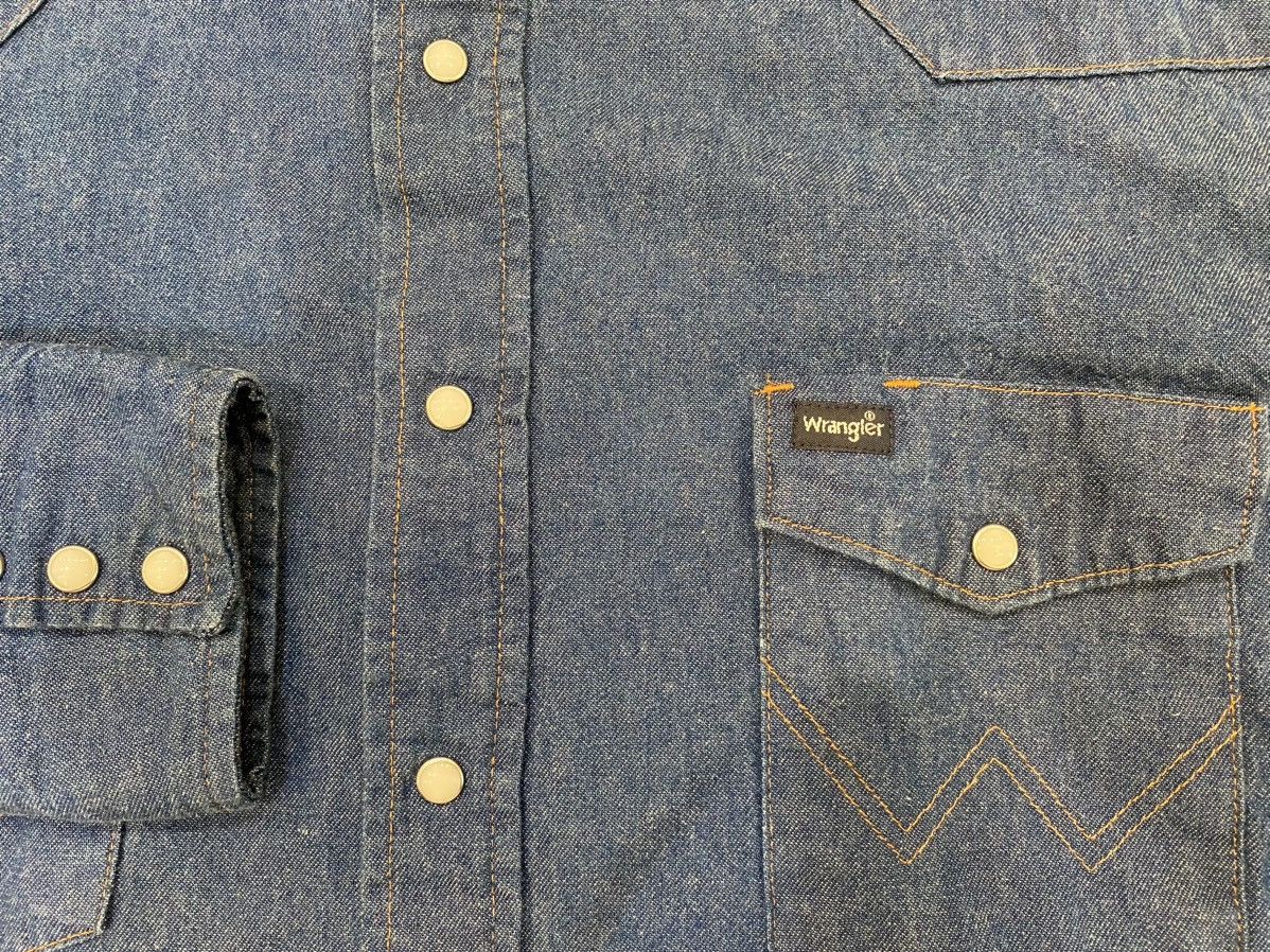Vintage × Wrangler Western Wrangler Denim Pearl Snap Dress Shirt Size US XL / EU 56 / 4 - 2 Thumbnail