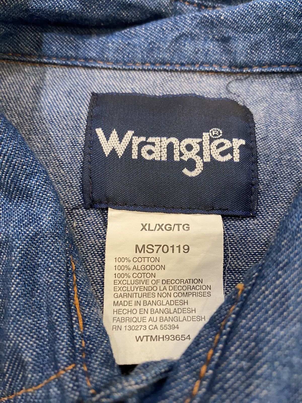 Vintage × Wrangler Western Wrangler Denim Pearl Snap Dress Shirt Size US XL / EU 56 / 4 - 4 Thumbnail