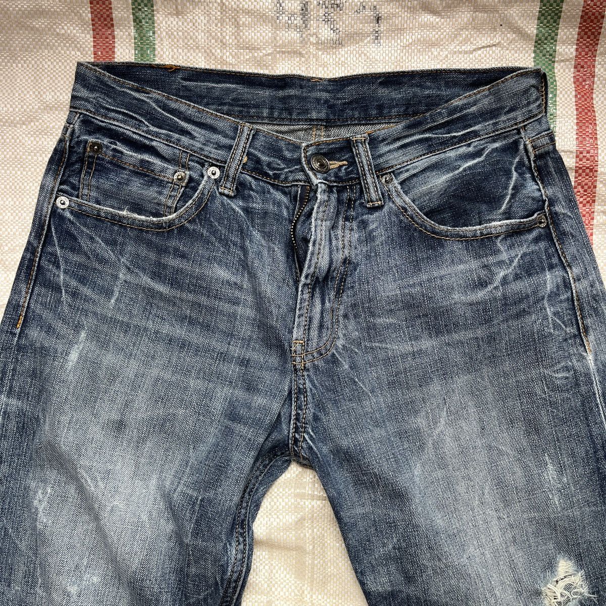 Japanese Brand × Native × Vintage Big Embroidery Native Apache Red Indian Skull Denim Jeans Size US 29 - 5 Thumbnail