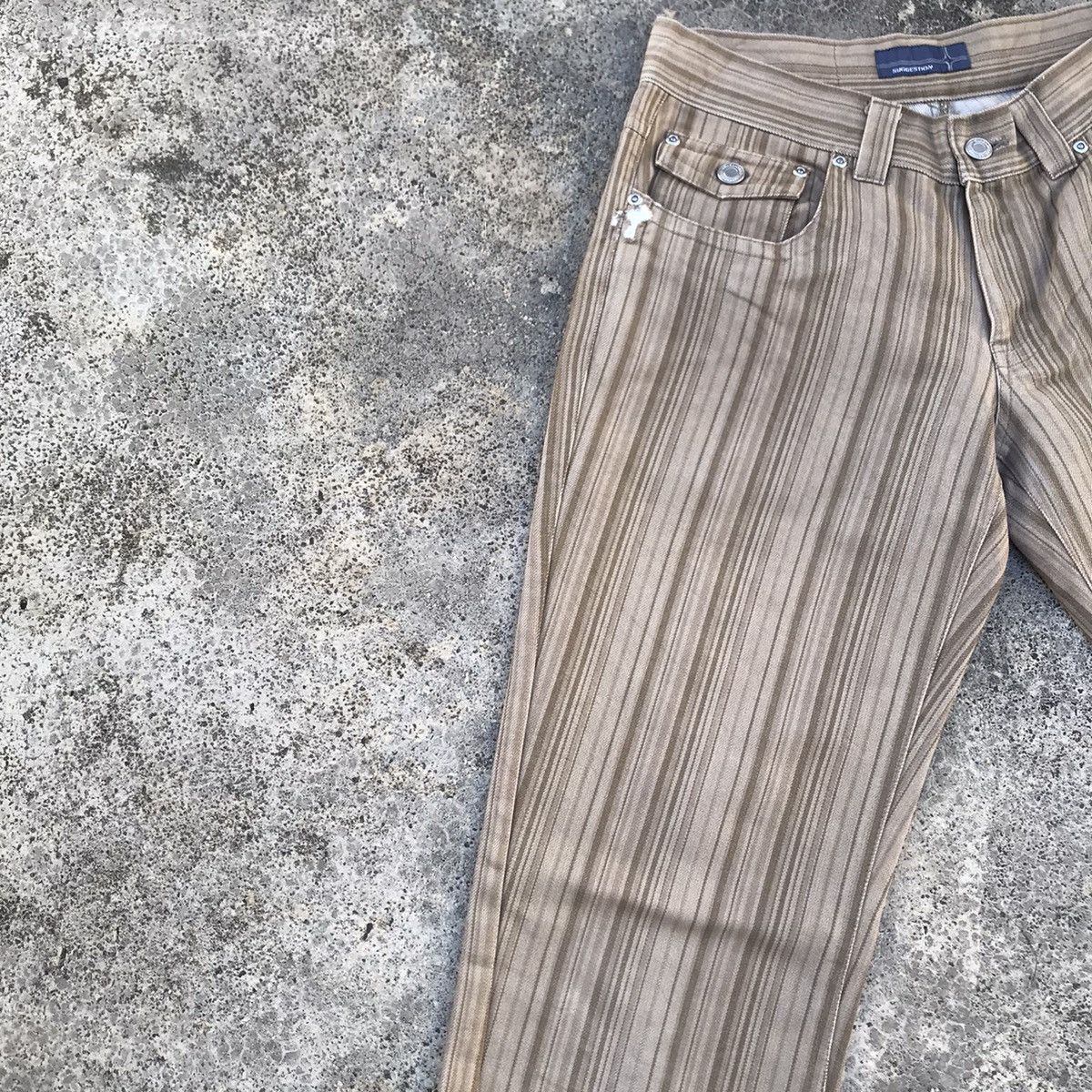 Japanese Brand Suggestion Distressed Hickory Striped Denim Pants Size US 29 - 4 Thumbnail