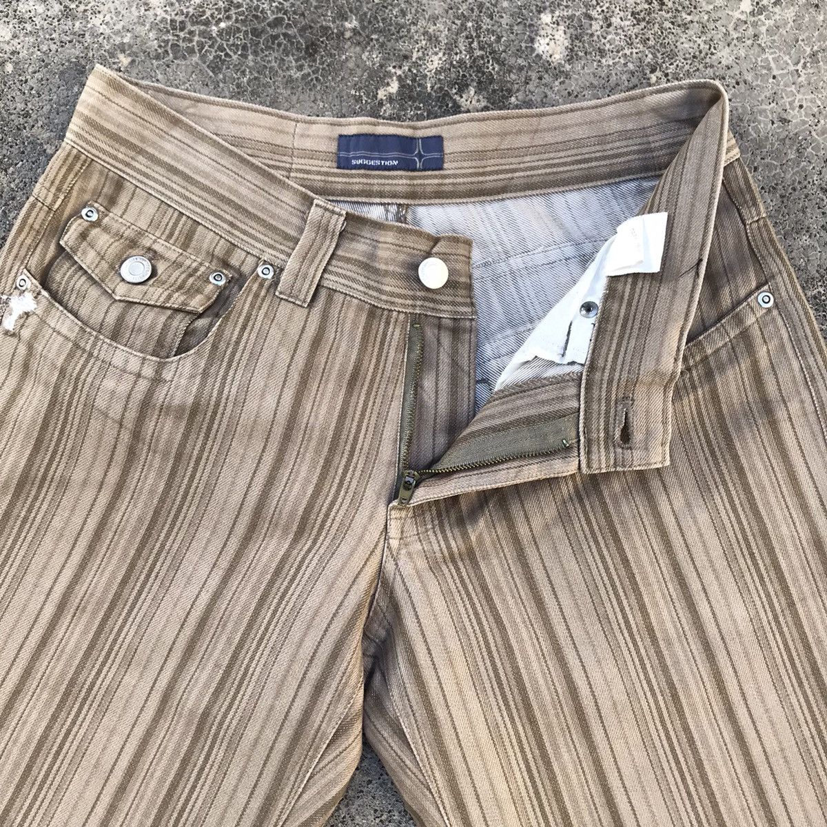 Japanese Brand Suggestion Distressed Hickory Striped Denim Pants Size US 29 - 8 Thumbnail
