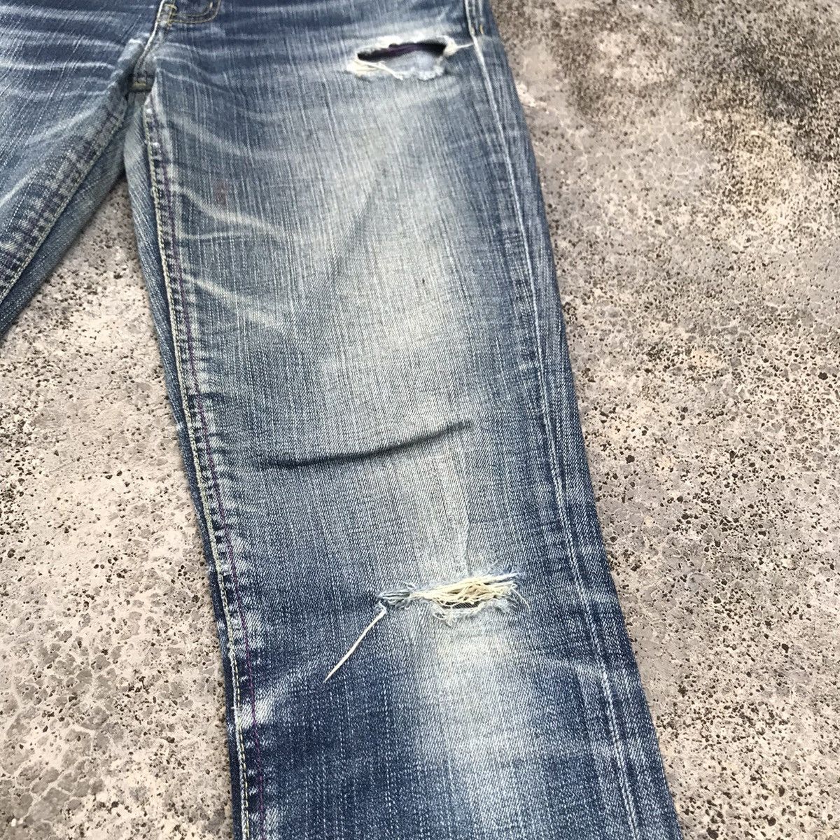 SLY W31💥Vintage SLY Distressed Blue Wash Flare Denim Jeans Size US 31 - 6 Thumbnail