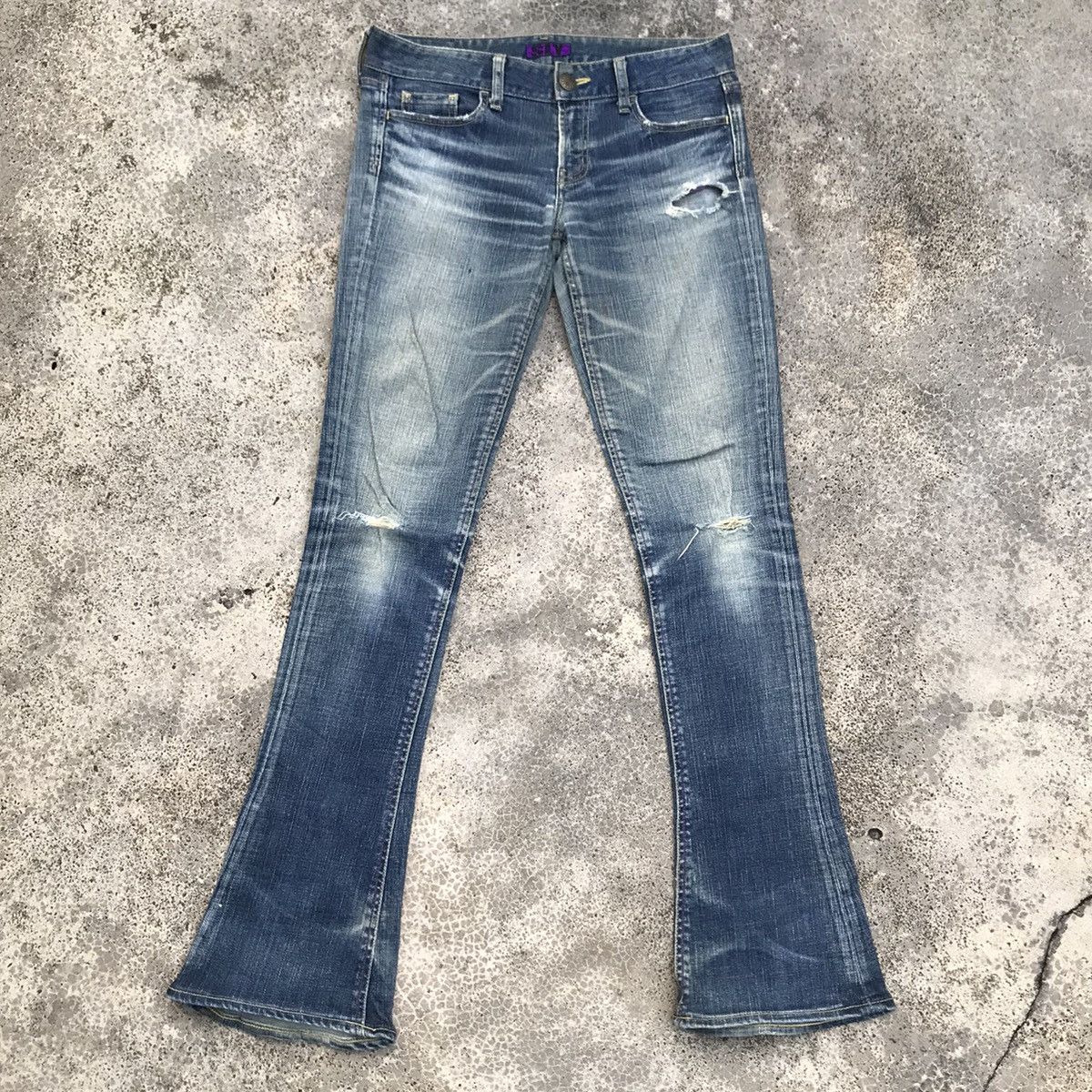 SLY W31💥Vintage SLY Distressed Blue Wash Flare Denim Jeans Size US 31 - 1 Thumbnail