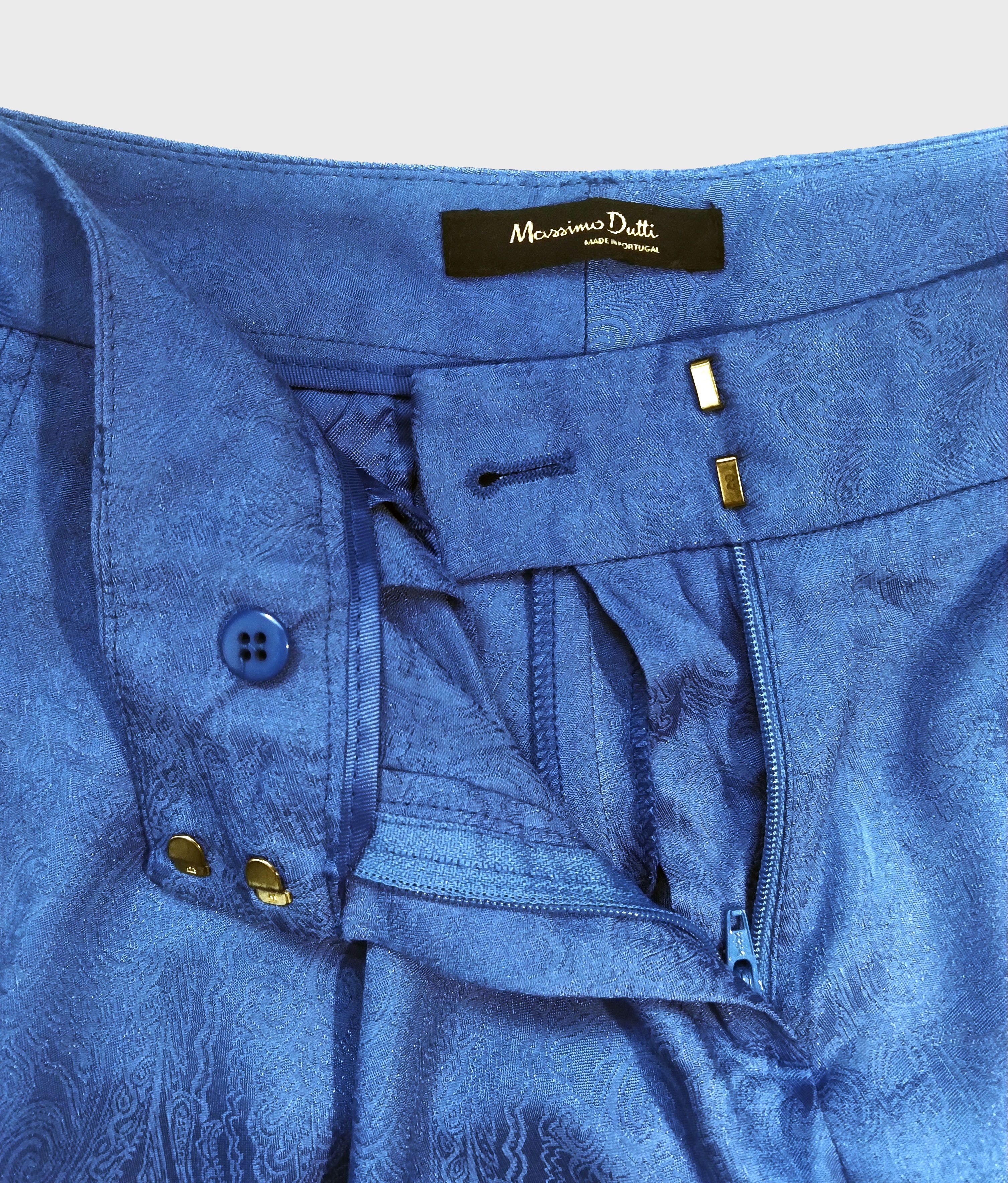 Massimo Dutti Massimo Dutti skinny blue textured women's trousers, pants Size 27" / US 4 / IT 40 - 8 Thumbnail
