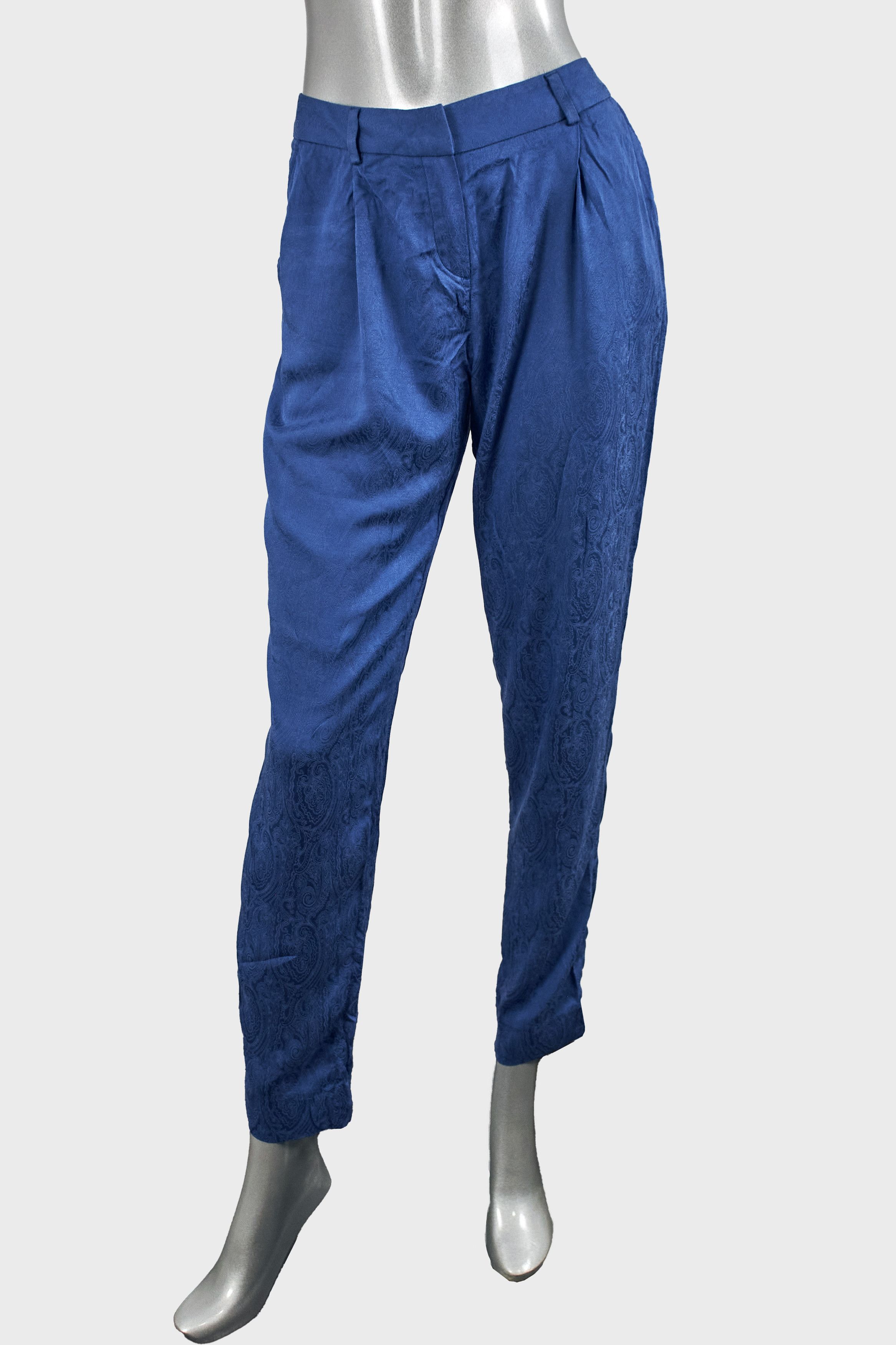 Massimo Dutti skinny blue textured women's trousers, pants