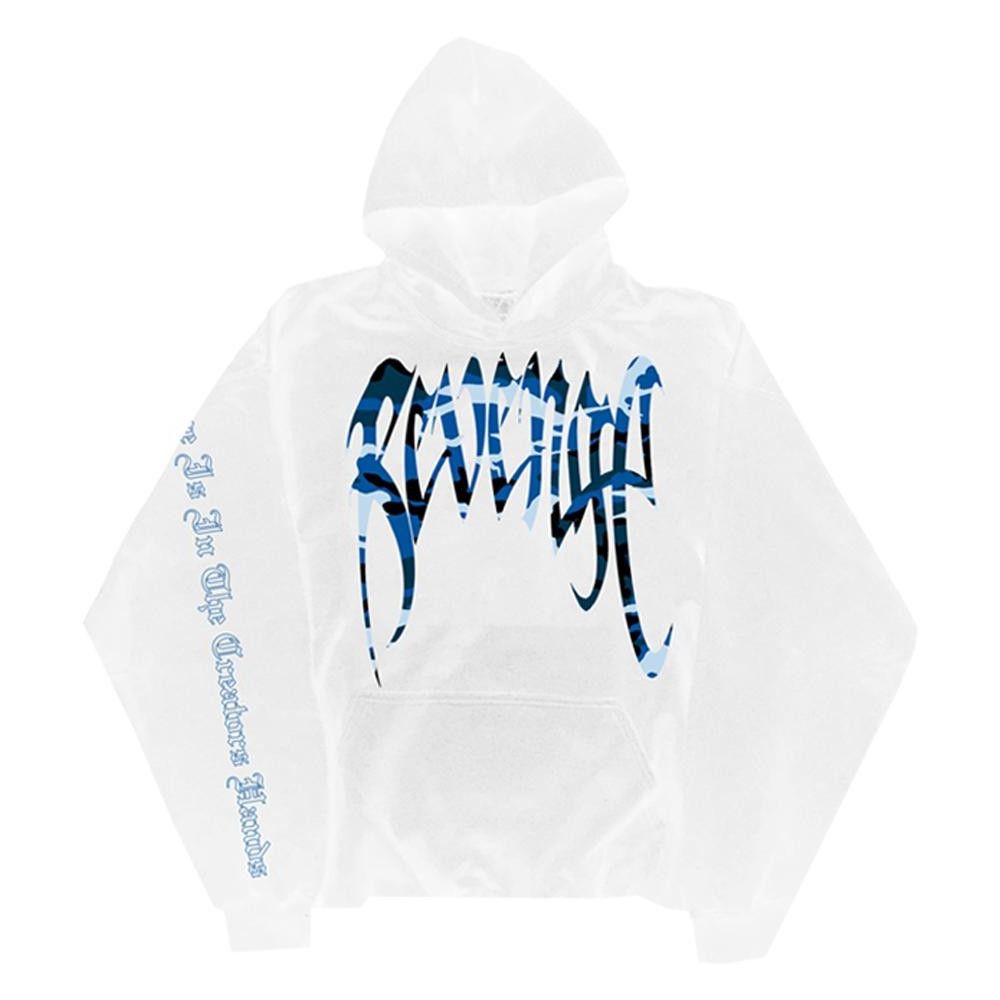 Revenge BLUE CAMO White Hoodie Tops