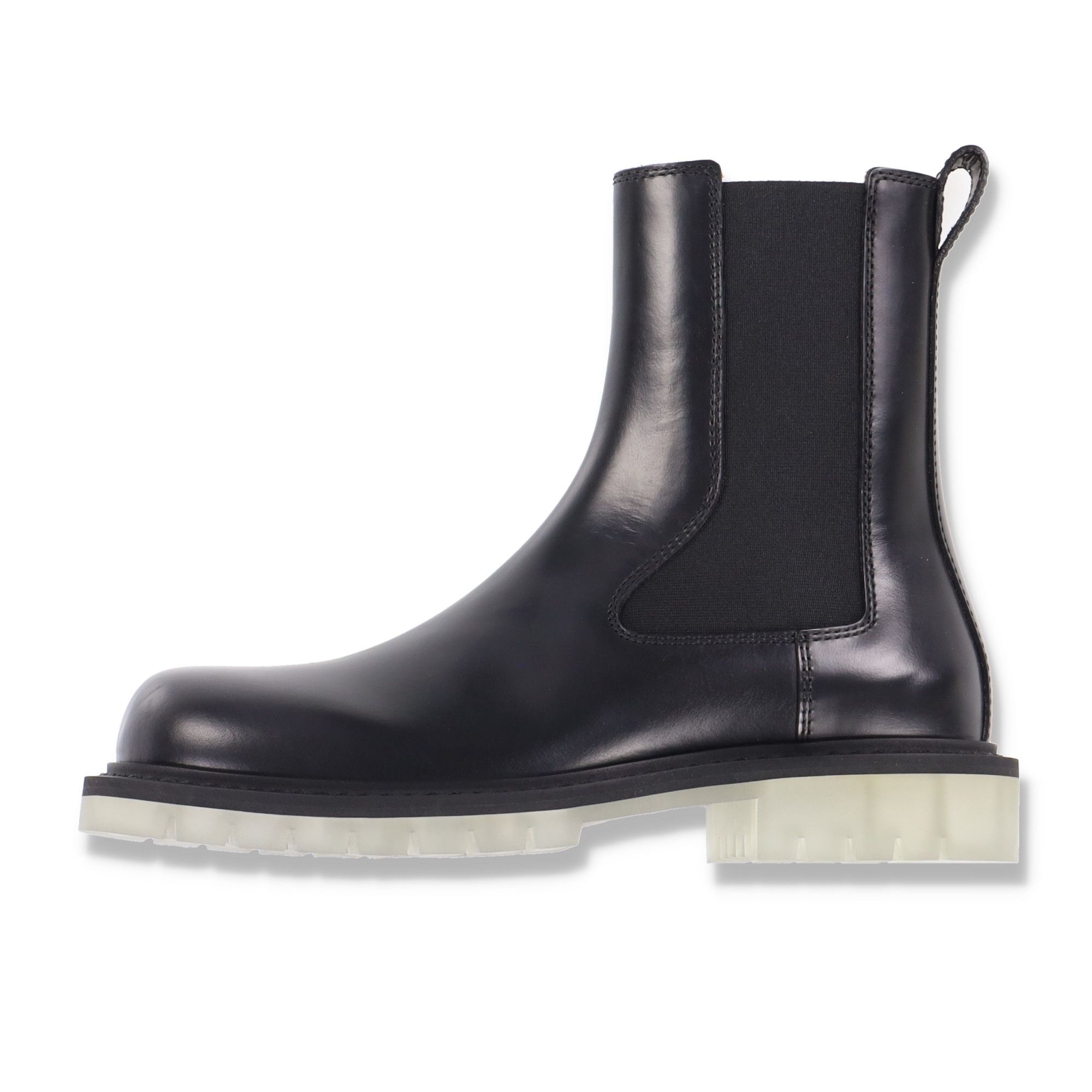 image of Bottega Veneta Black Leather Clear Sole Chelsea Boots, Men's (Size 10)