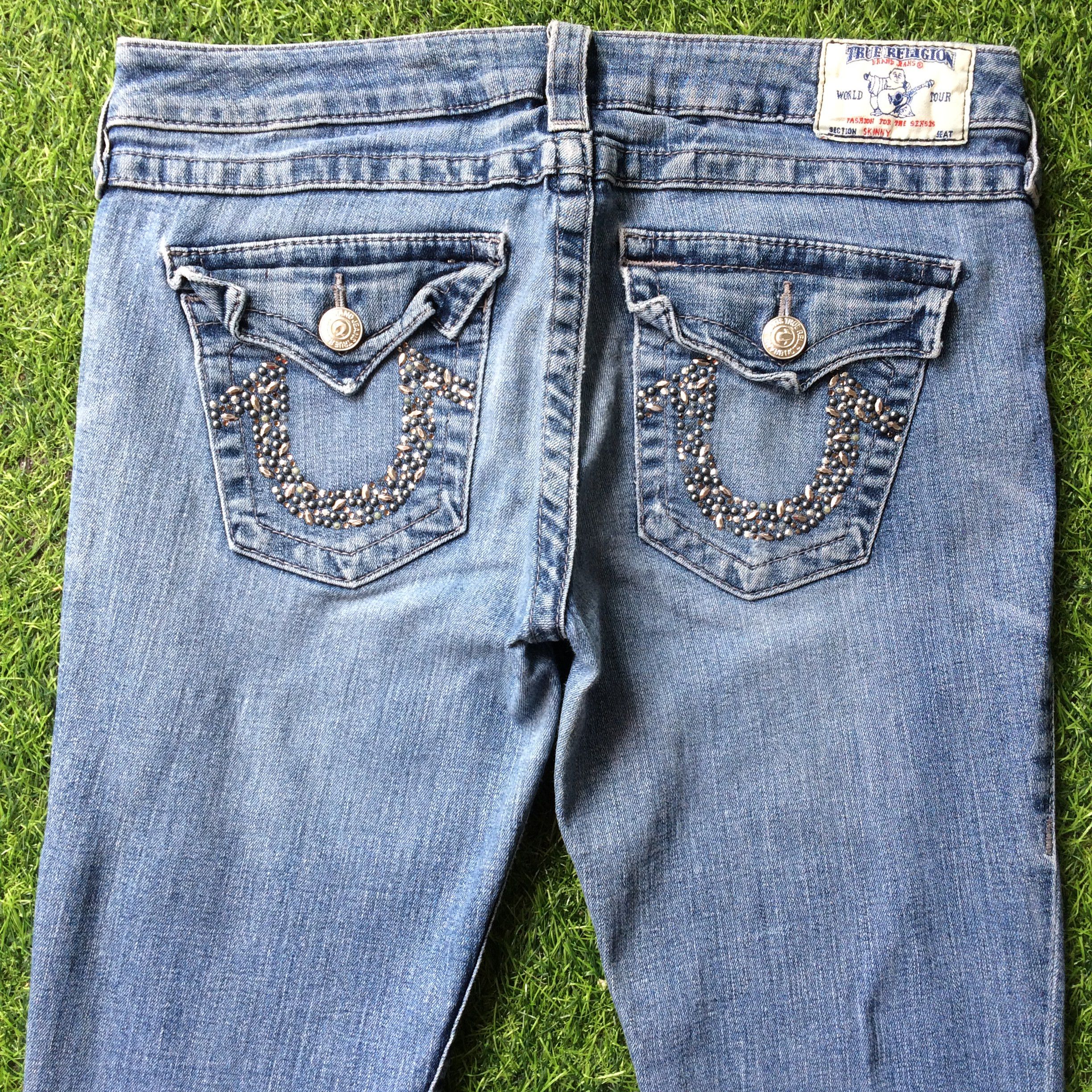 Designer True Religion Jeans Low Waist Section Skinny Seat #D-057 Size US 30 / EU 46 - 3 Thumbnail
