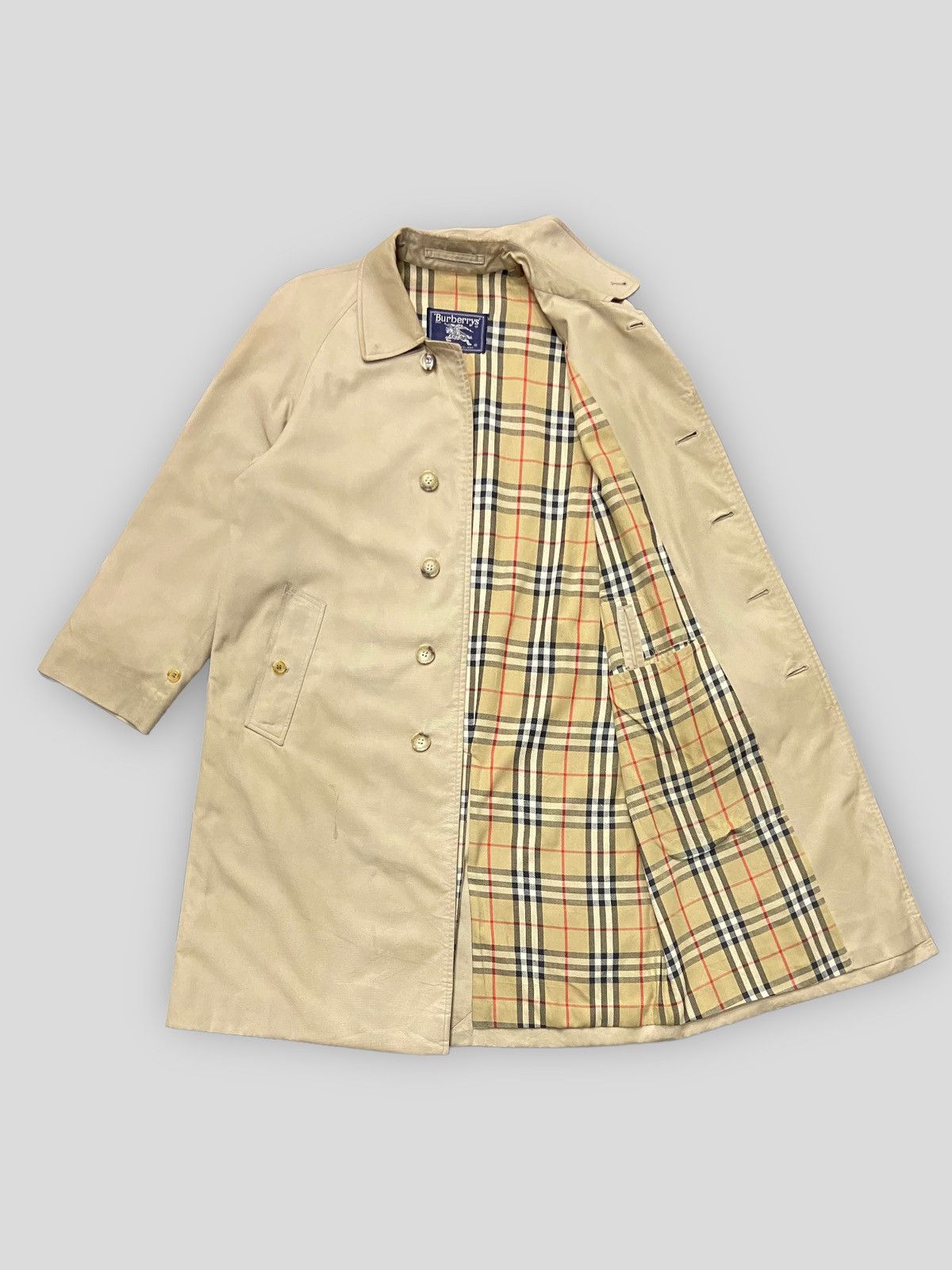 Burberry × Vintage Vintage Burberrys Nova Check Trench Coat Long Jacket Size US S / EU 44-46 / 1 - 1 Thumbnail