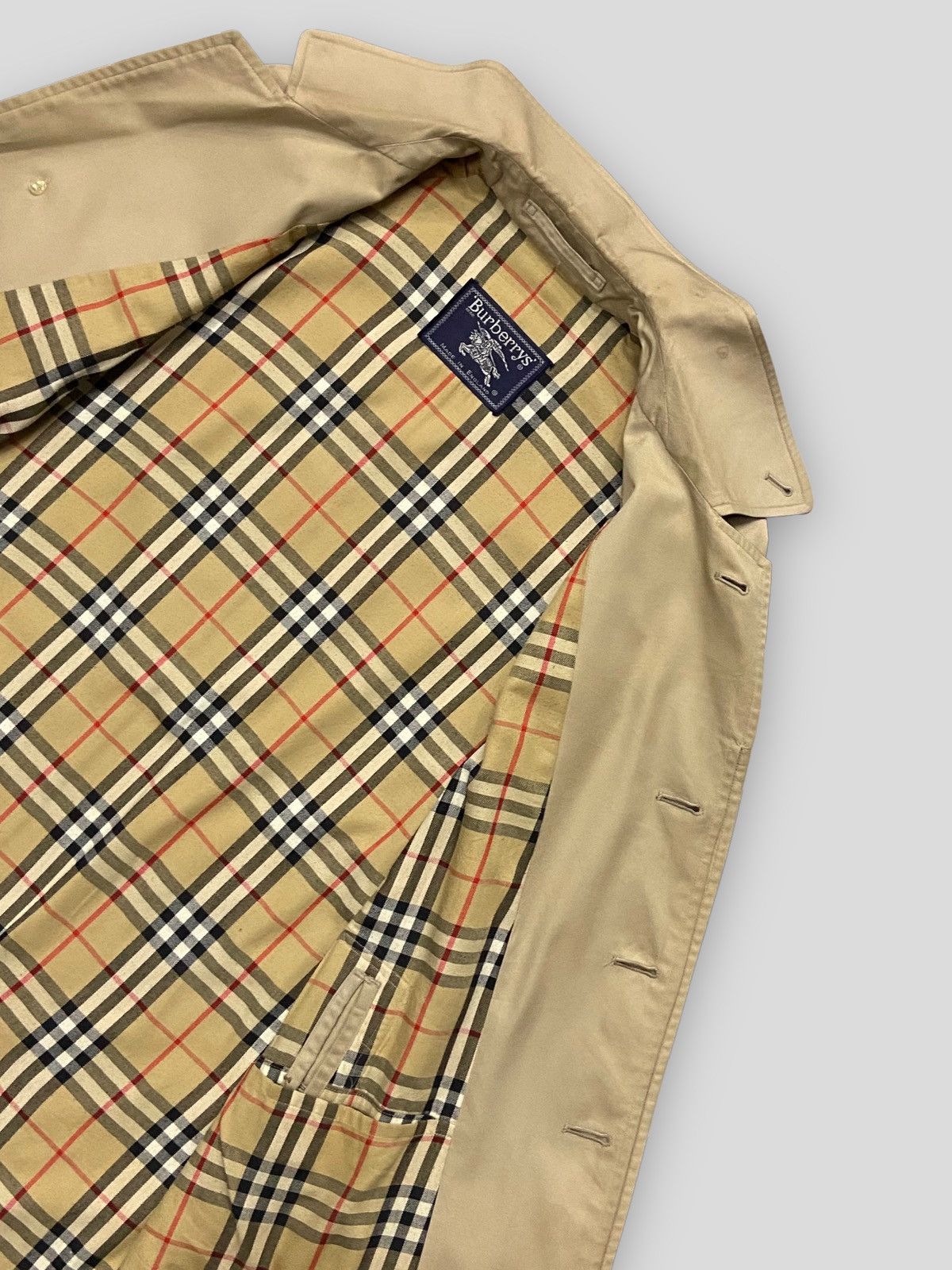 Burberry × Vintage Vintage Burberrys Nova Check Trench Coat Long Jacket Size US S / EU 44-46 / 1 - 7 Thumbnail