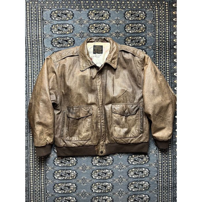 Vintage Vtg Avirex Old Leather Flight Jacket A2 80s Size L Grailed