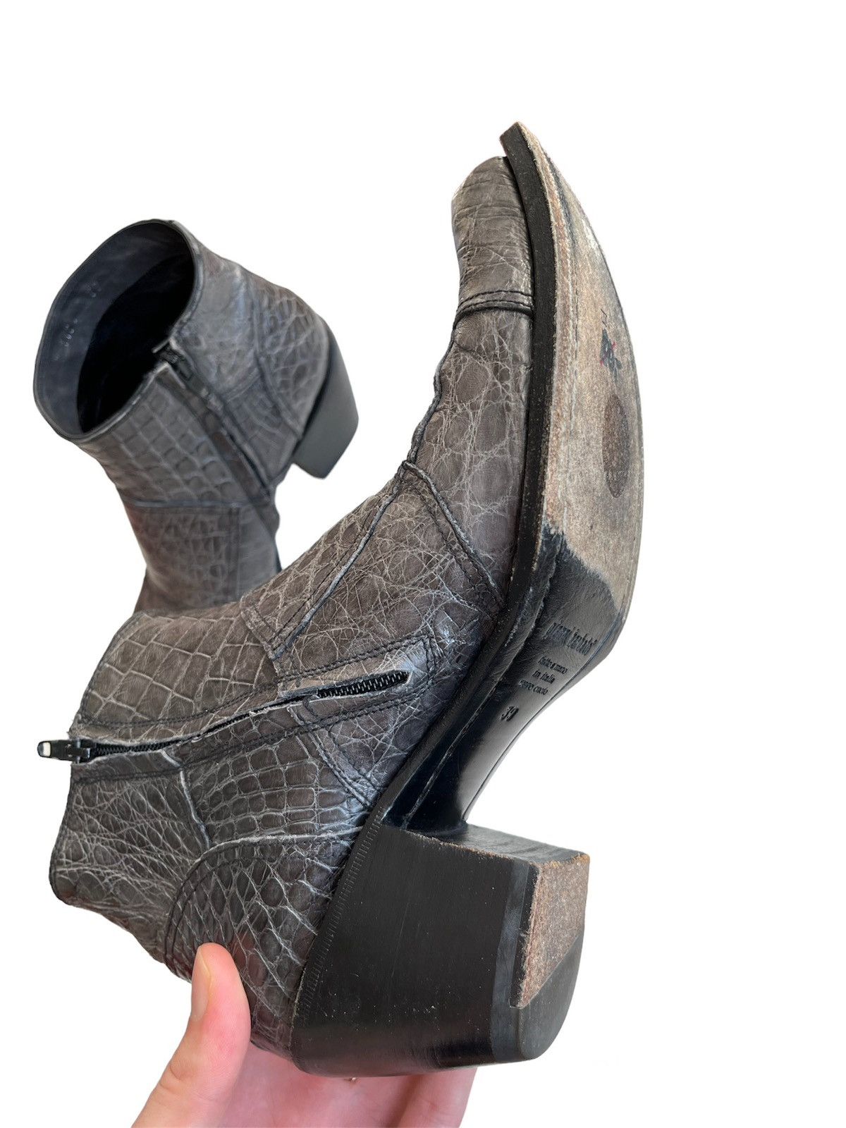 Gianni Barbato × Leather Gianni Barbato Designer Python Leather Cowboy Handmade Boots Size US 6 / EU 39 - 9 Thumbnail