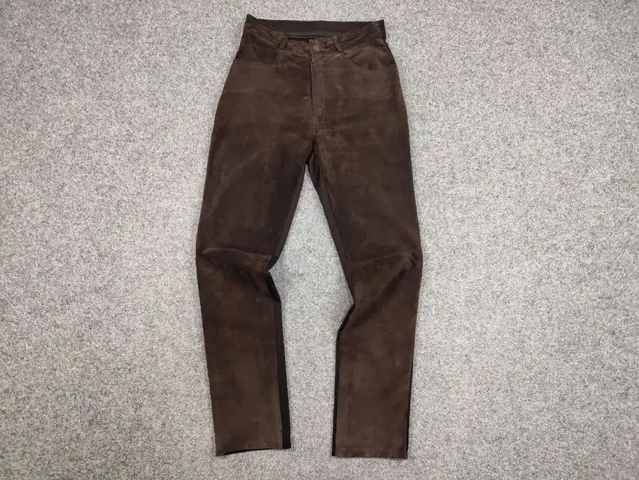 Japanese Brand Vintage Combined women's leather trousers dark brown Pants Size 32" / US 10 / IT 46 - 5 Thumbnail