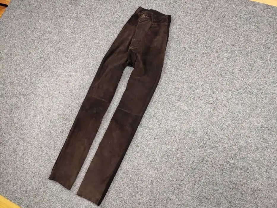 Japanese Brand Vintage Combined women's leather trousers dark brown Pants Size 32" / US 10 / IT 46 - 2 Thumbnail