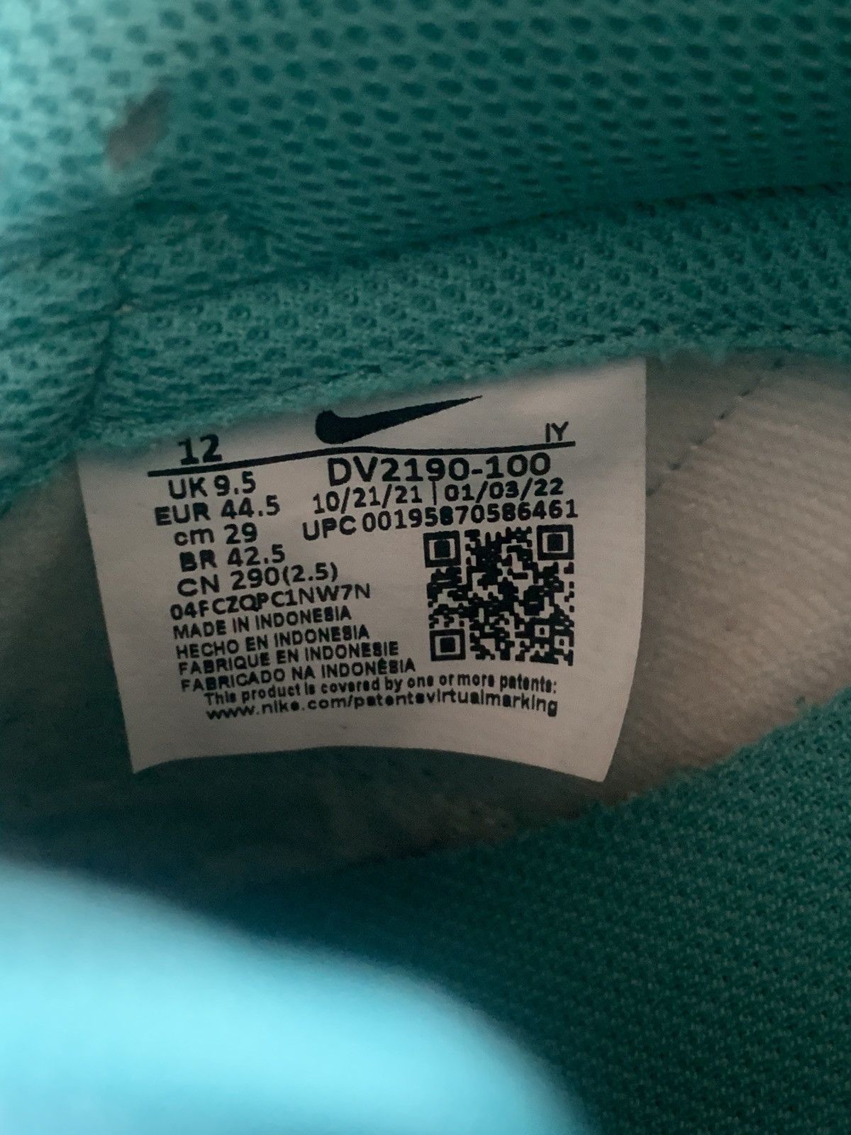 Nike Nike Dunk Low Teal Zeal (M) 10.5 / (W) 12 Size US 10.5 / EU 43-44 - 7 Thumbnail