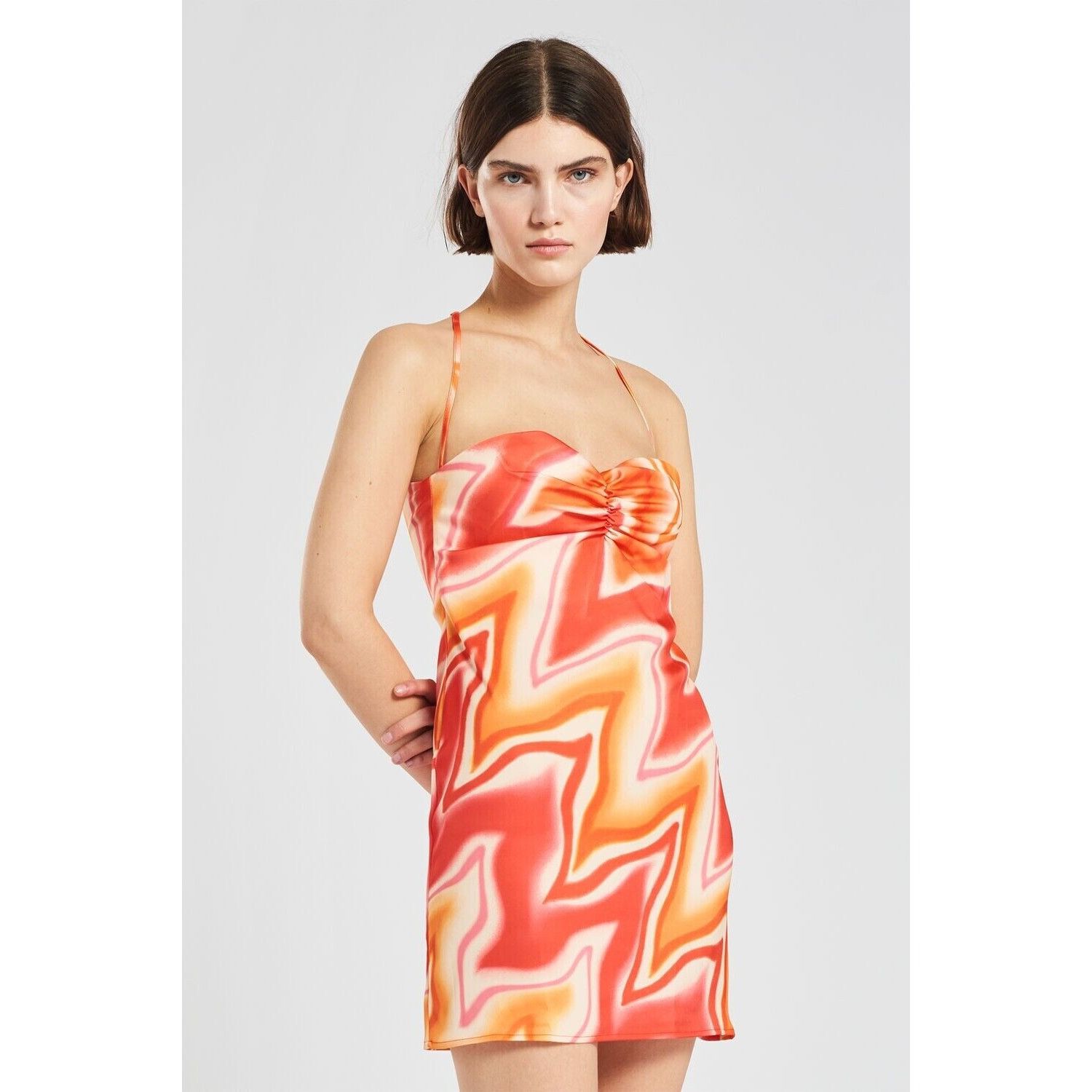 Fiorucci Orange Red Pink Desert Heat Mini Dress Size M / US 6-8 / IT 42-44 - 2 Thumbnail