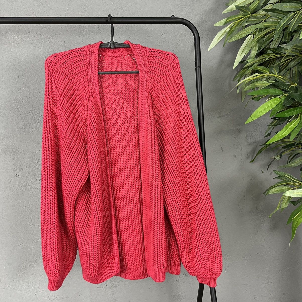 Vintage 90s OVERSIZED HEAVY KNITTED MINIMAL SWEATER CARDIGAN № 1135 Size US L / EU 52-54 / 3 - 4 Thumbnail