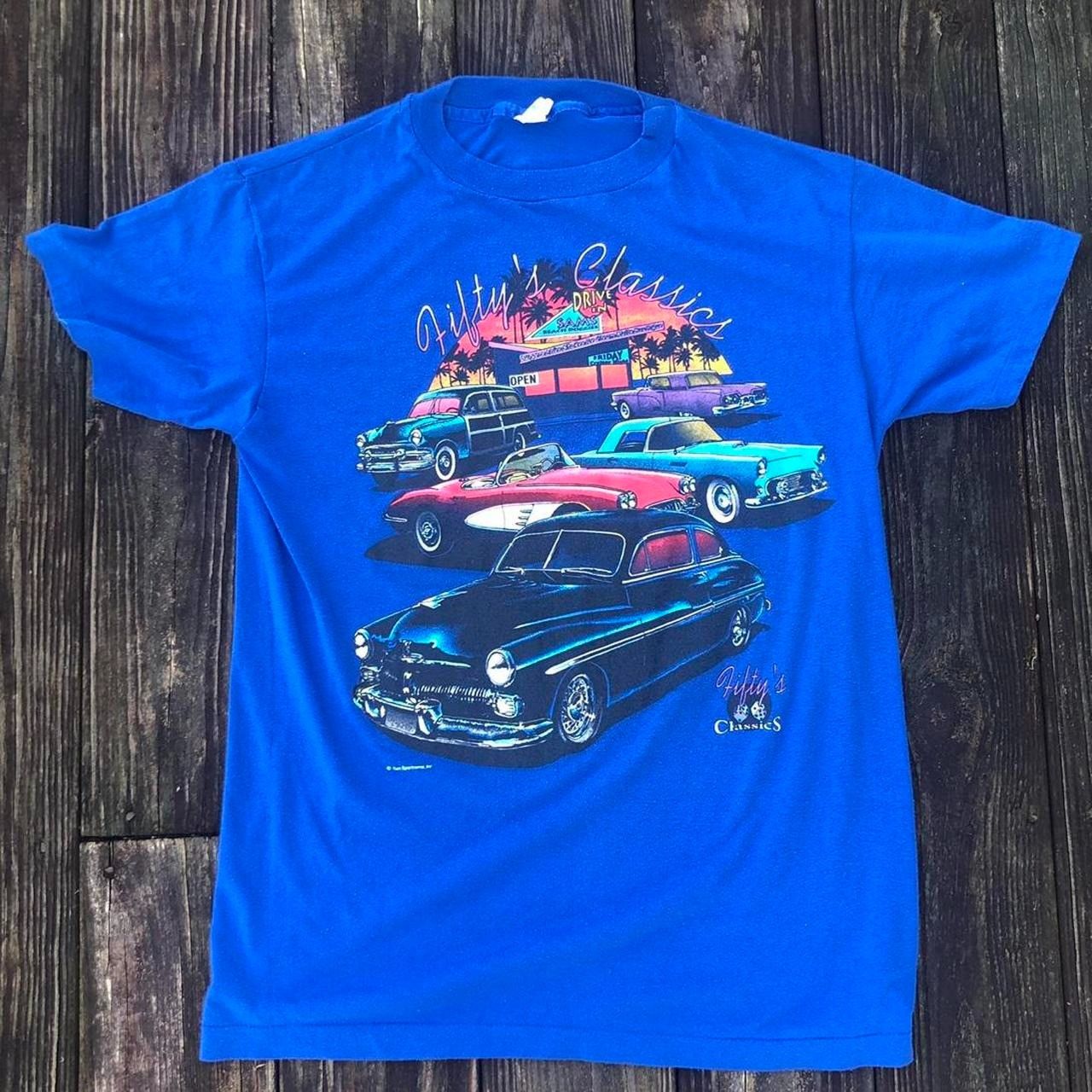 Vintage 70's Blue Hot Rod Fifty's Classic Tee