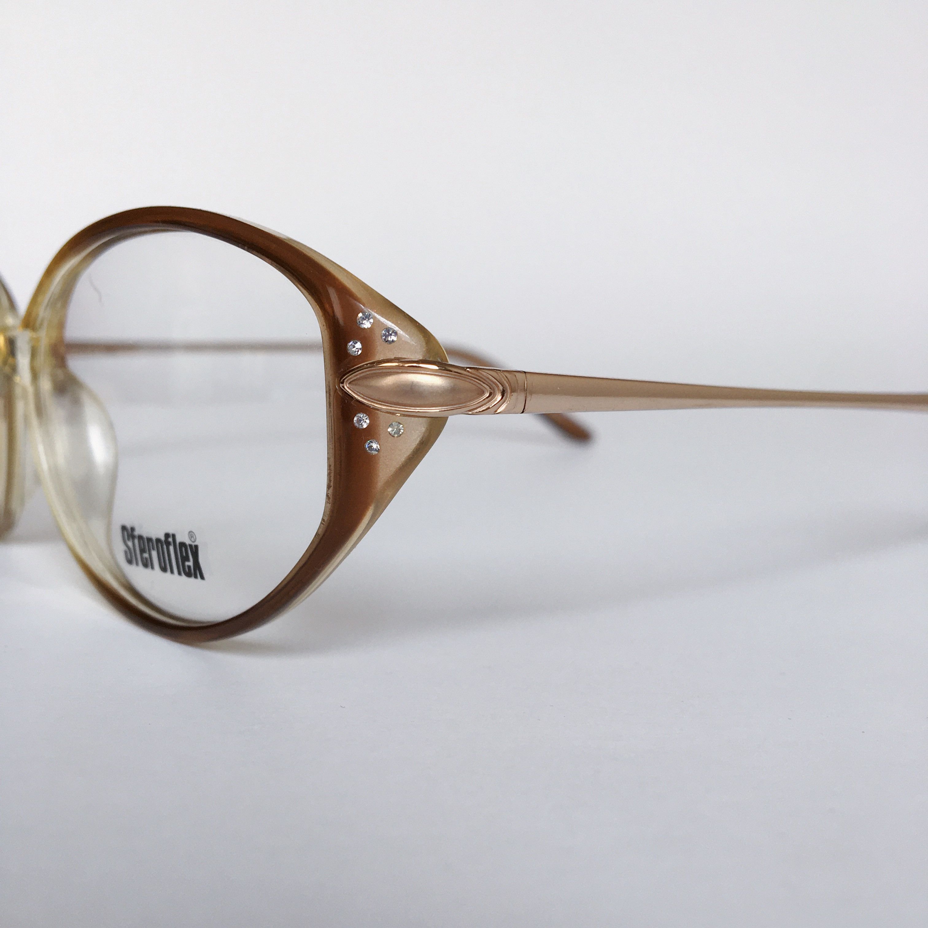 Vintage Sferoflex Vintage Cat-eye Glasses Beige Brown Frame 80s NOS Size ONE SIZE - 5 Thumbnail