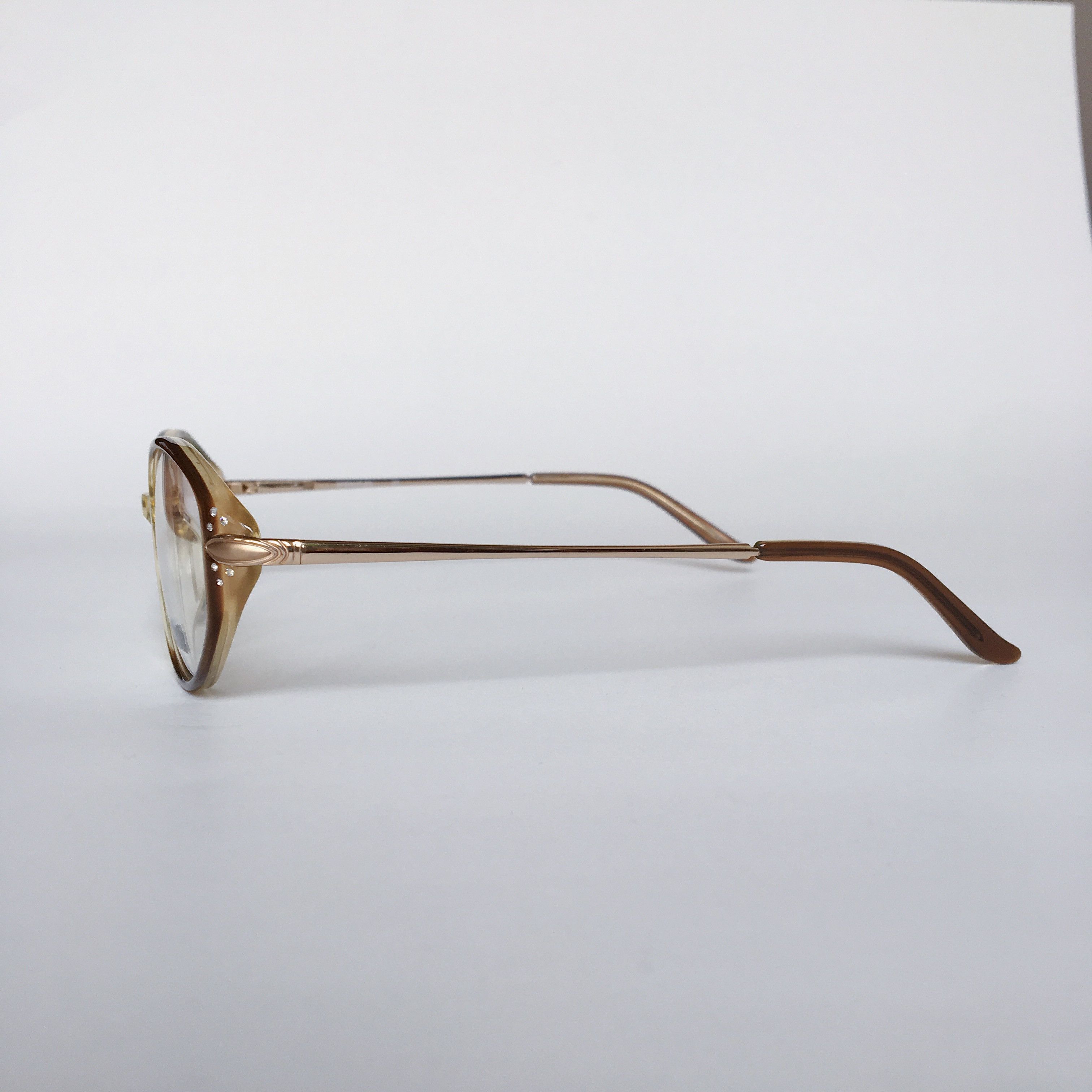 Vintage Sferoflex Vintage Cat-eye Glasses Beige Brown Frame 80s NOS Size ONE SIZE - 4 Thumbnail