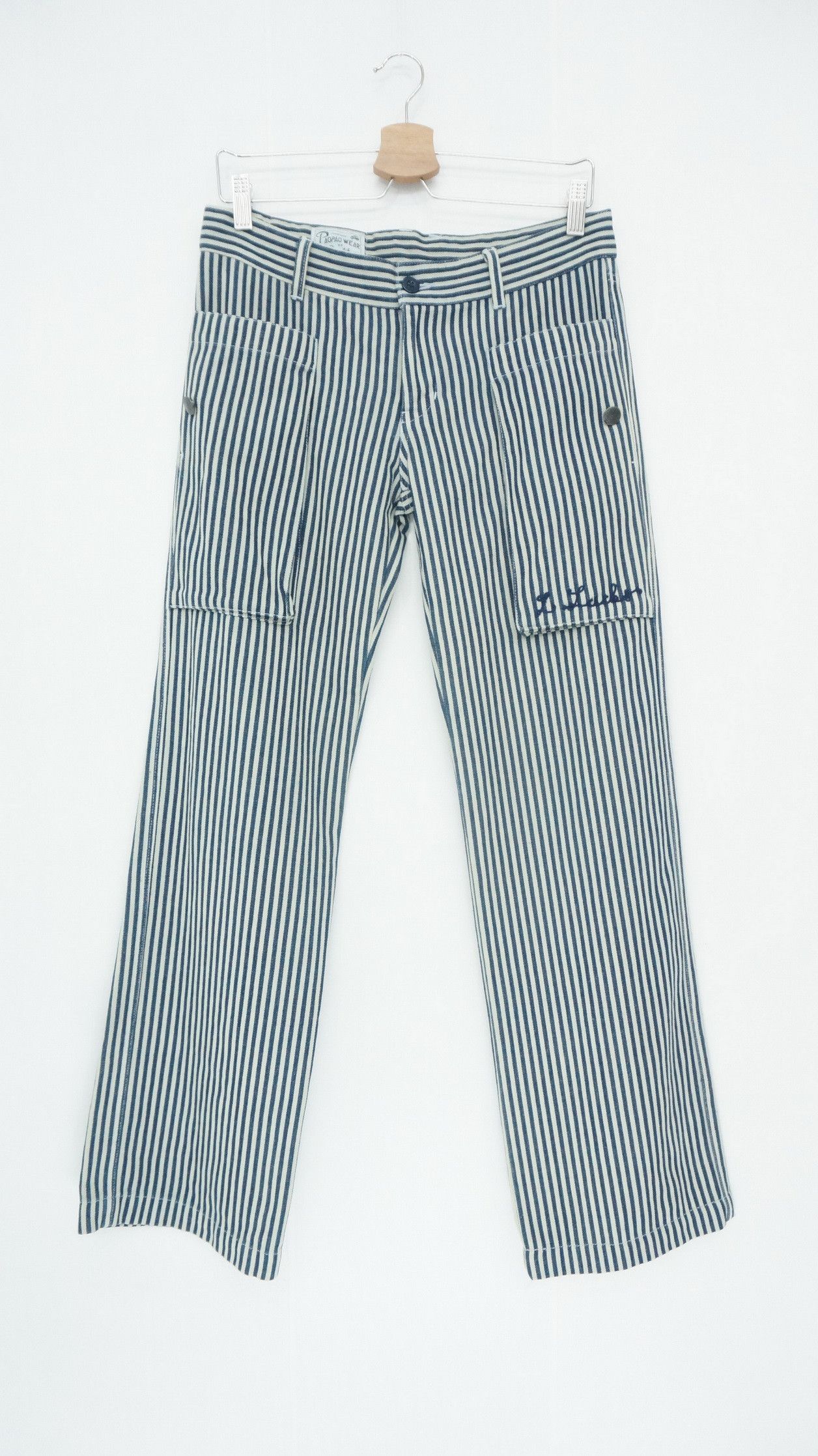 Japanese Brand LADY LUCK Japan Striped Women's Lightweight Denim Size US 31 - 1 Thumbnail