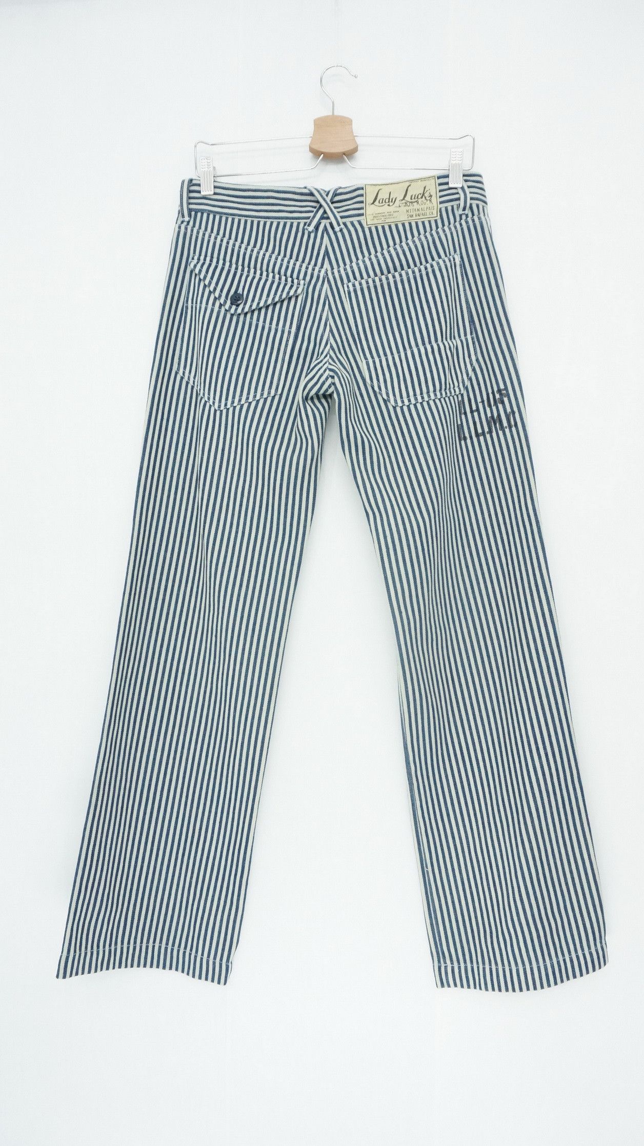 Japanese Brand LADY LUCK Japan Striped Women's Lightweight Denim Size US 31 - 6 Thumbnail