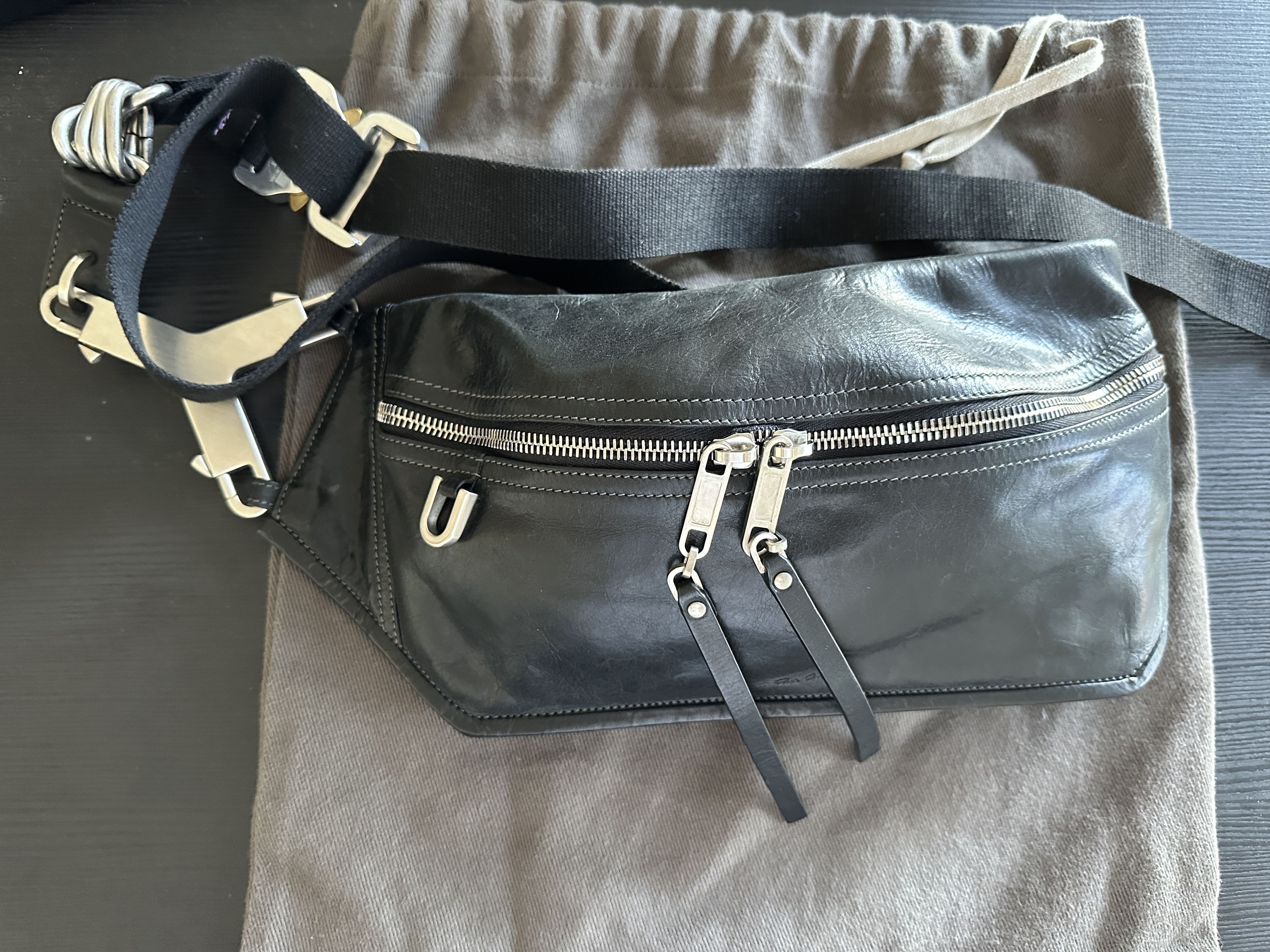 Rick Owens SMALL DUFFLE BUM 革 ウエスト バッグ 黒 Rick Owens / SMALL DUFFLE BUM BAG – six