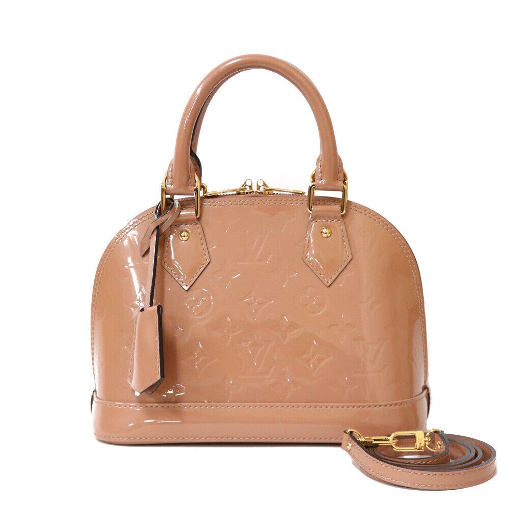 LOUIS VUITTON Shoulder Bag Beige Rose Veil Monogram Vernis Alma BB
