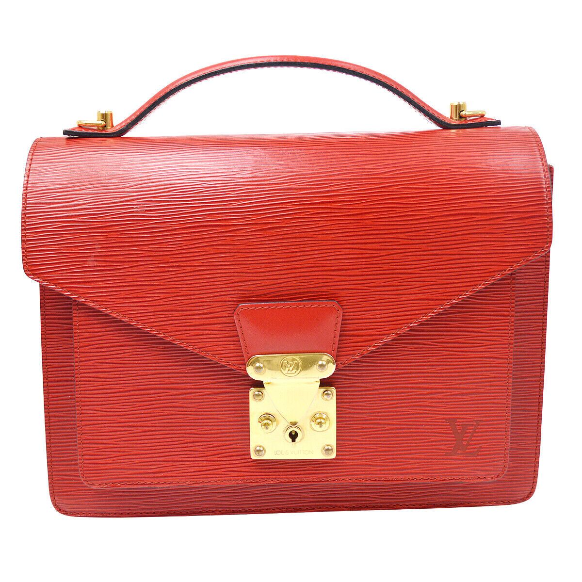 Louis Vuitton Monceau 28 2way Hand Bag Satchel Red Epi