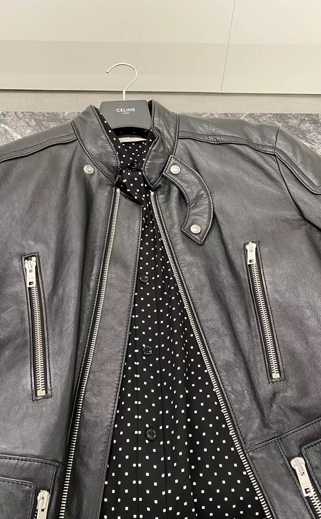 Celine × Hedi Slimane Rare $5K Value Hedi 19FW Runway Padded Racer Leather Jacket Size US L / EU 52-54 / 3 - 20 Thumbnail
