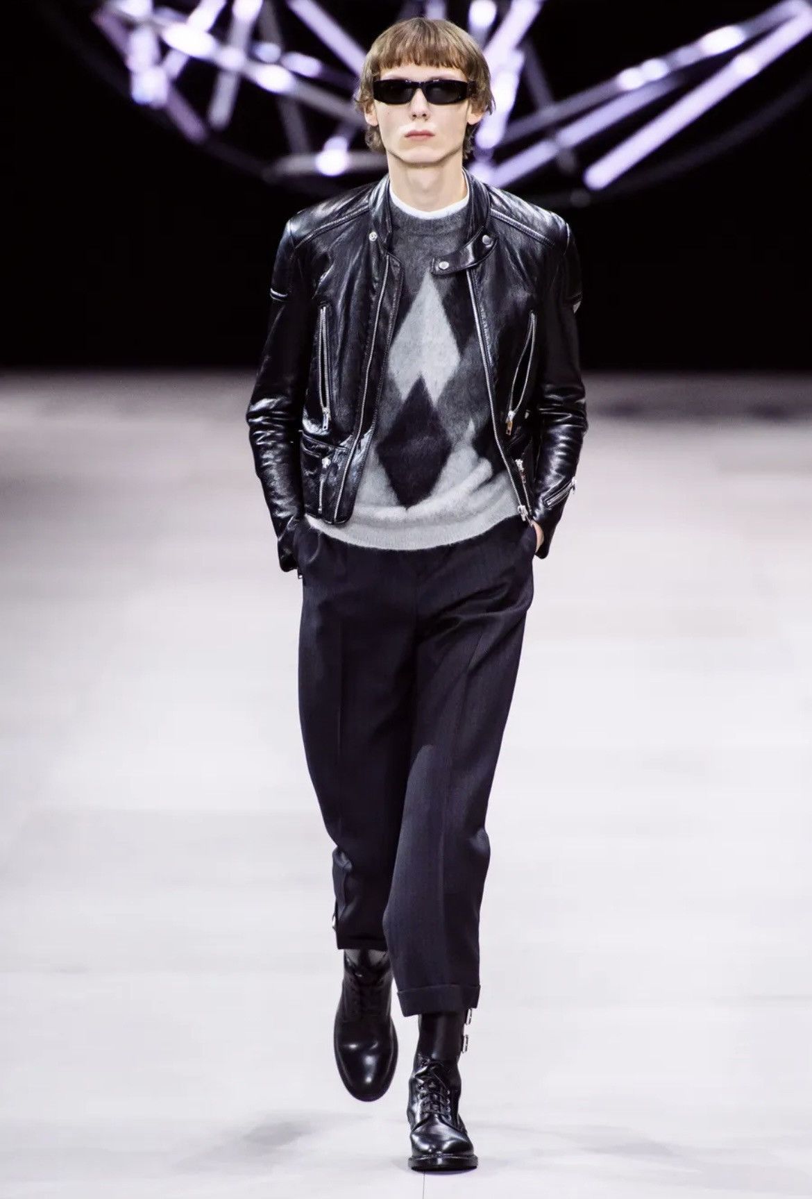 Celine × Hedi Slimane Rare $5K Value Hedi 19FW Runway Padded Racer Leather Jacket Size US L / EU 52-54 / 3 - 3 Thumbnail