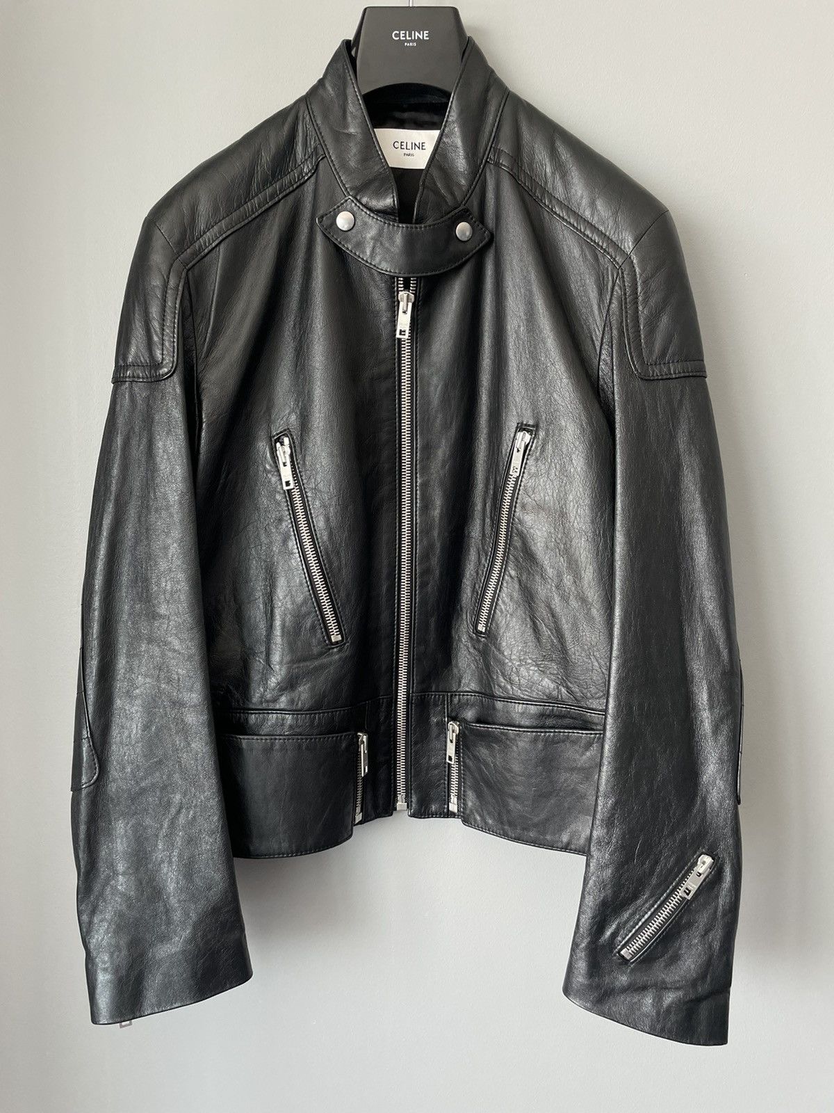 Celine × Hedi Slimane Rare $5K Value Hedi 19FW Runway Padded Racer Leather Jacket Size US L / EU 52-54 / 3 - 2 Thumbnail