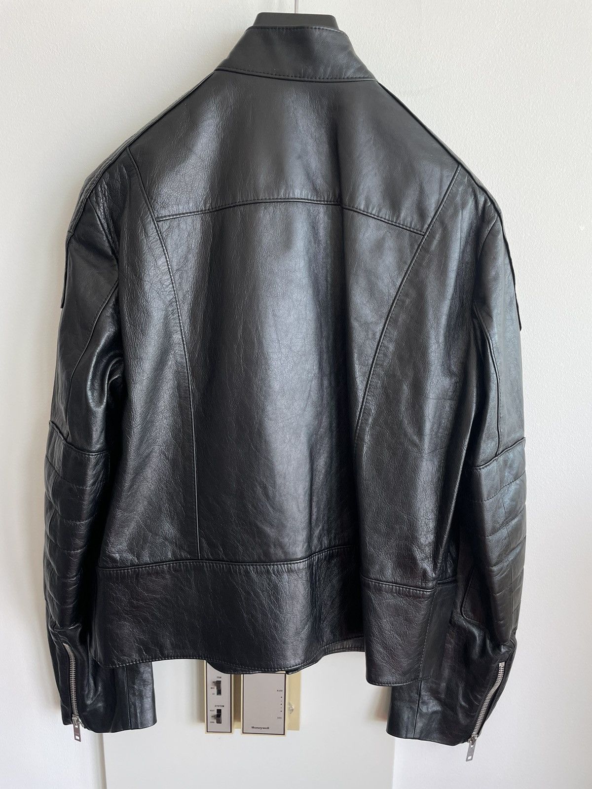 Celine × Hedi Slimane Rare $5K Value Hedi 19FW Runway Padded Racer Leather Jacket Size US L / EU 52-54 / 3 - 21 Thumbnail